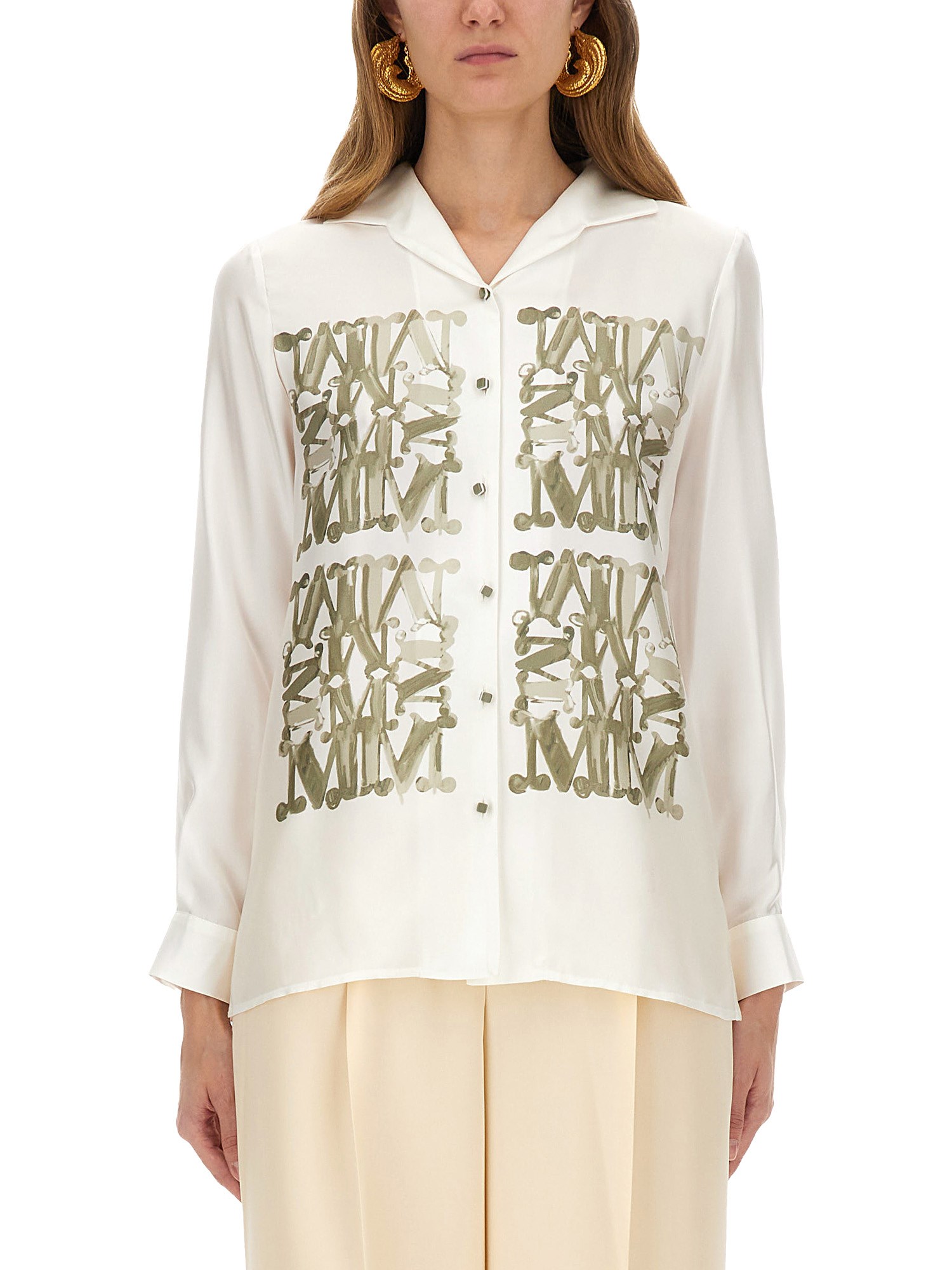 Max Mara Printed Shirt In White