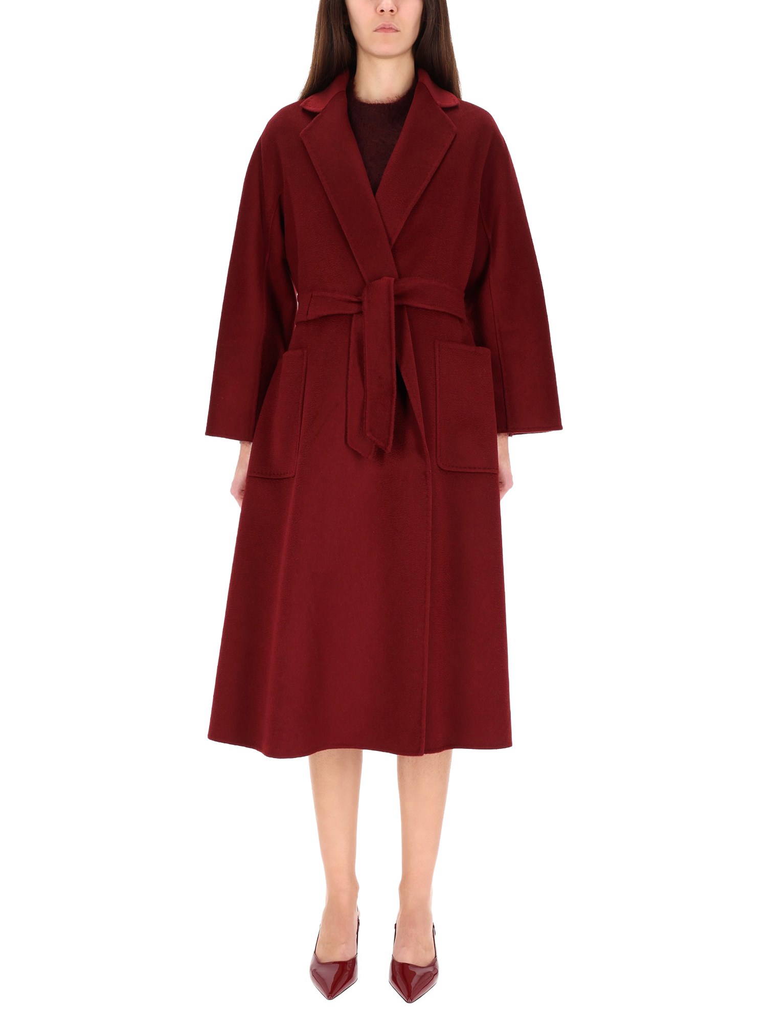 Max Mara Ludmilla Belted Cashmere Coat In Red