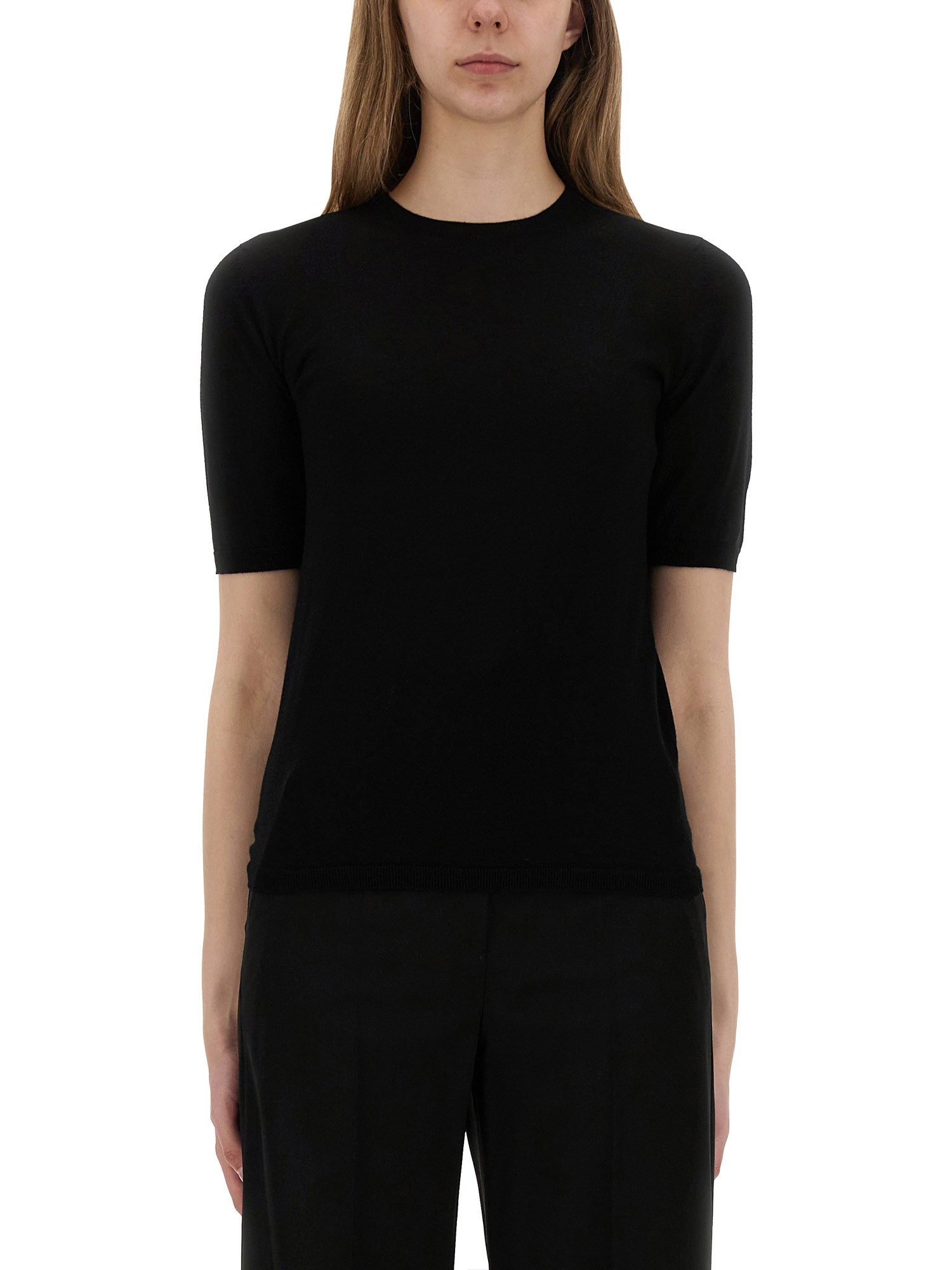 Max Mara Wool Crew-neck Sweater In Black