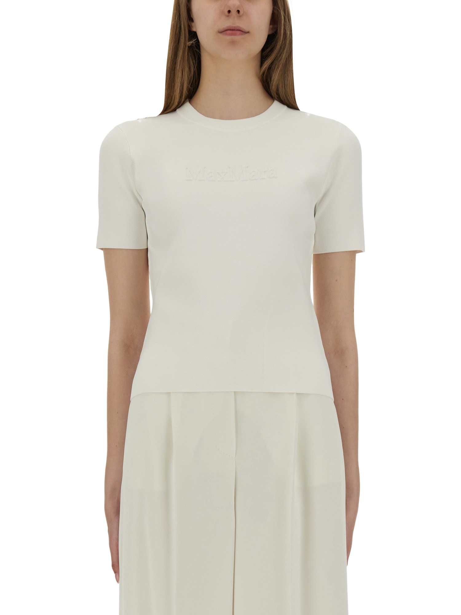 Max Mara Ivory Stretch Viscose Blend T-shirt