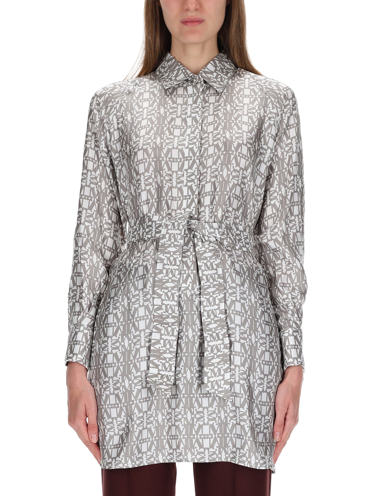 Max Mara Printed Silk Chemisier Dress In Multi