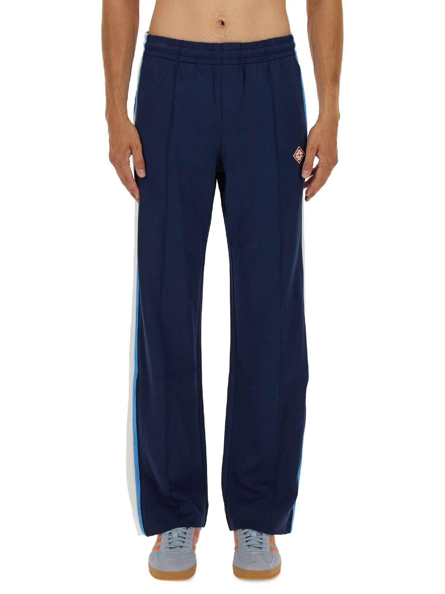 Casablanca Striped Trousers With Elastic Waistband And Pockets In Blue