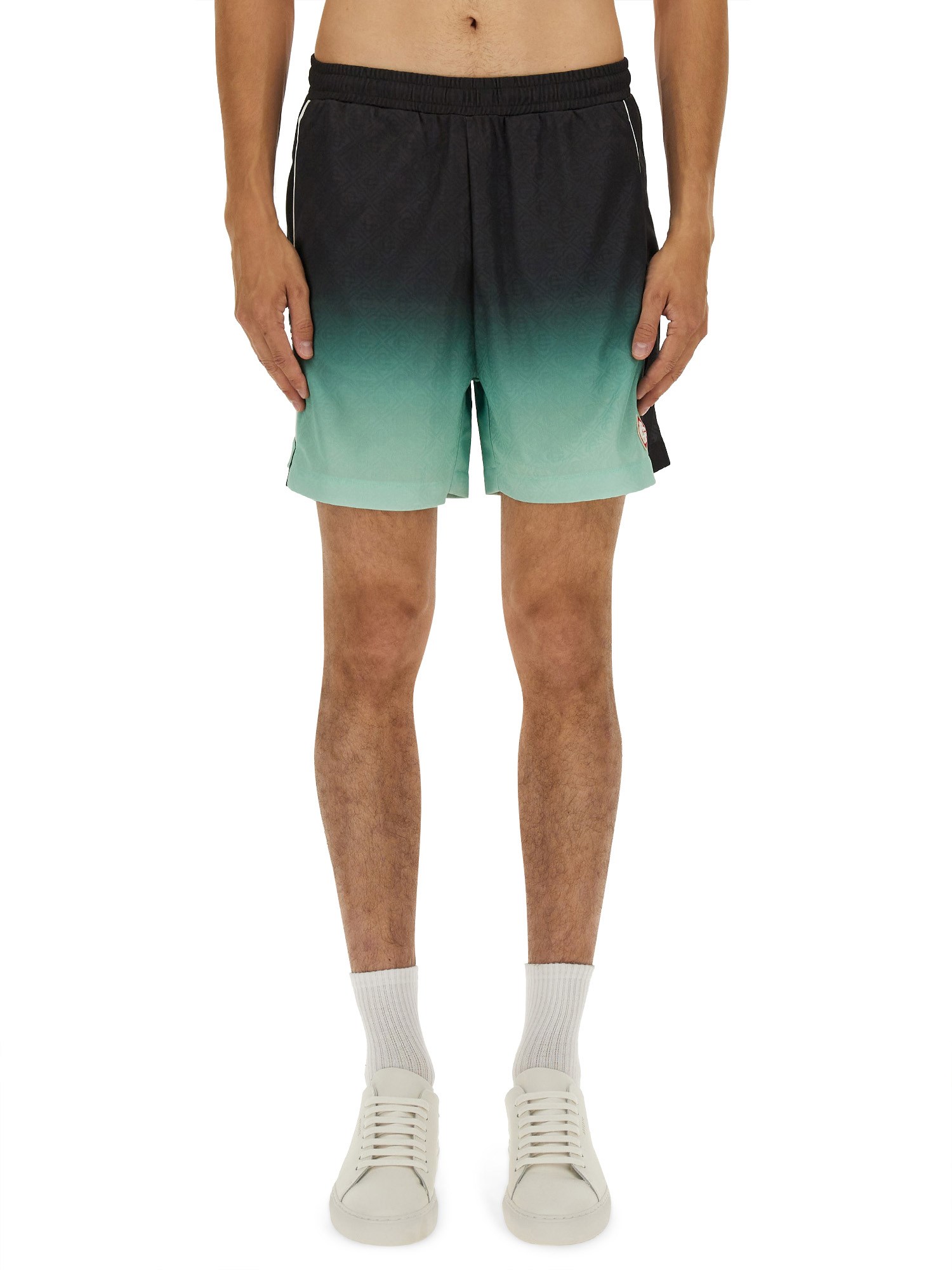 Casablanca Elastic Waistband Gradient Design Shorts In Gray