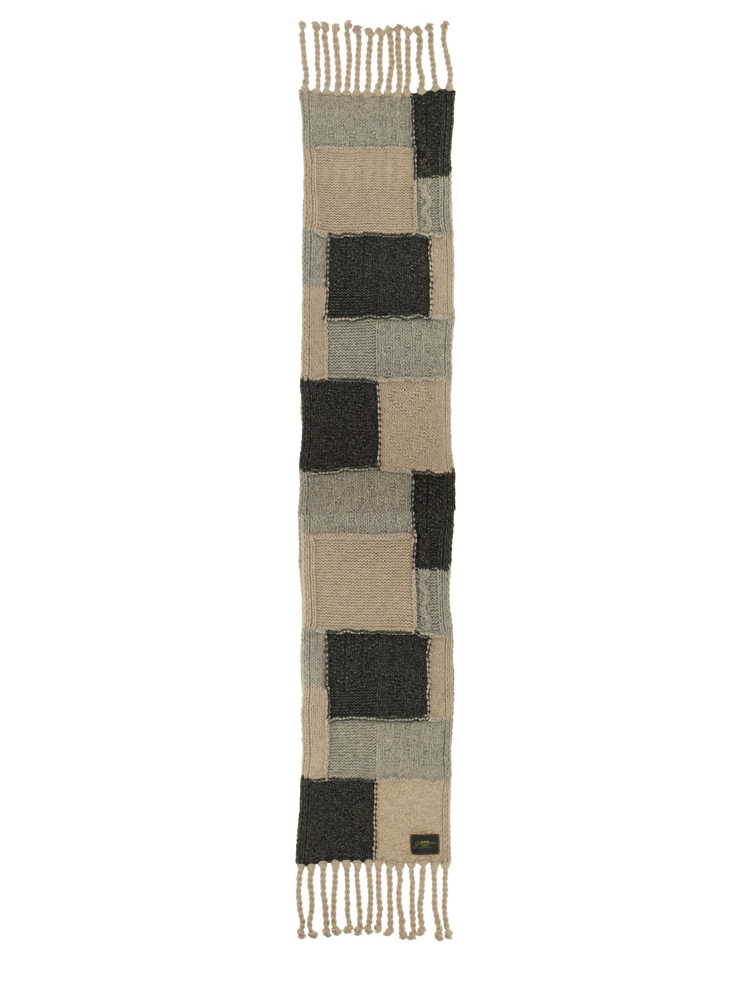 Ganni Wool And Cotton Plaid Scarf In Multi
