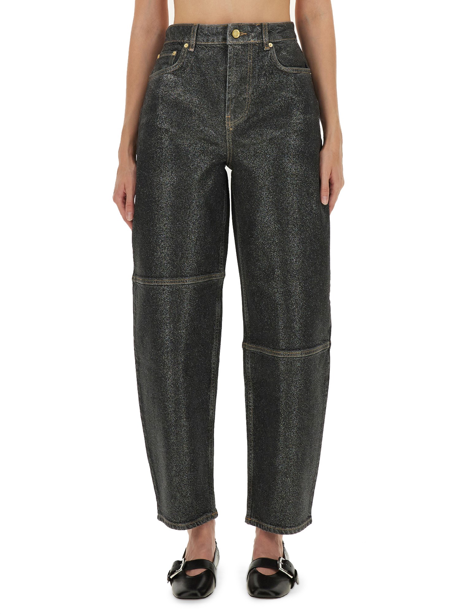 Ganni Black Organic Cotton Jeans In Black