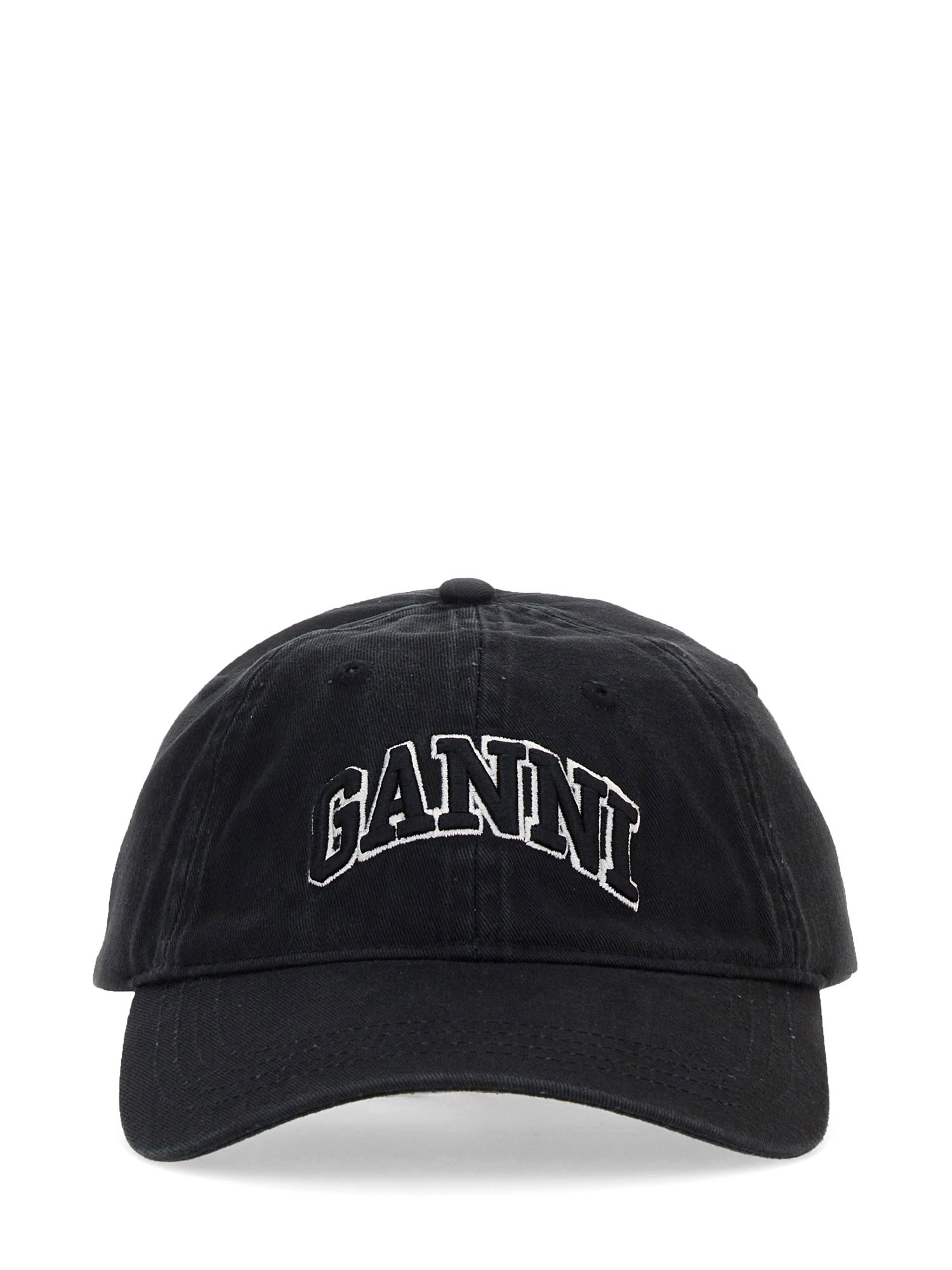 Ganni Baseballkappe Mit Logo-stickerei In Black
