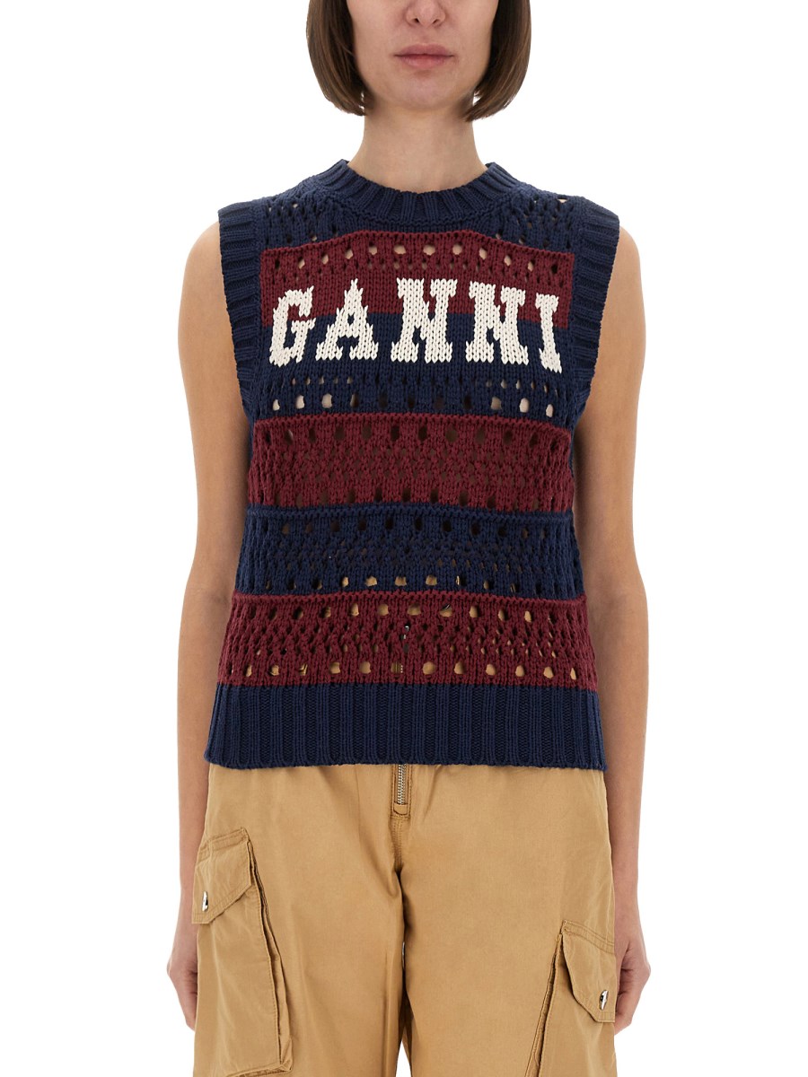 GILET A RIGHE CON LOGO