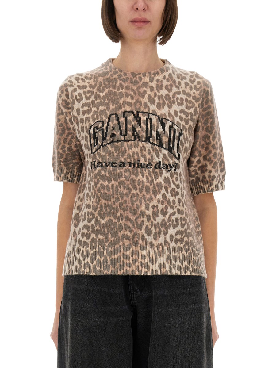 T-SHIRT IN LANA LEOPARDATA