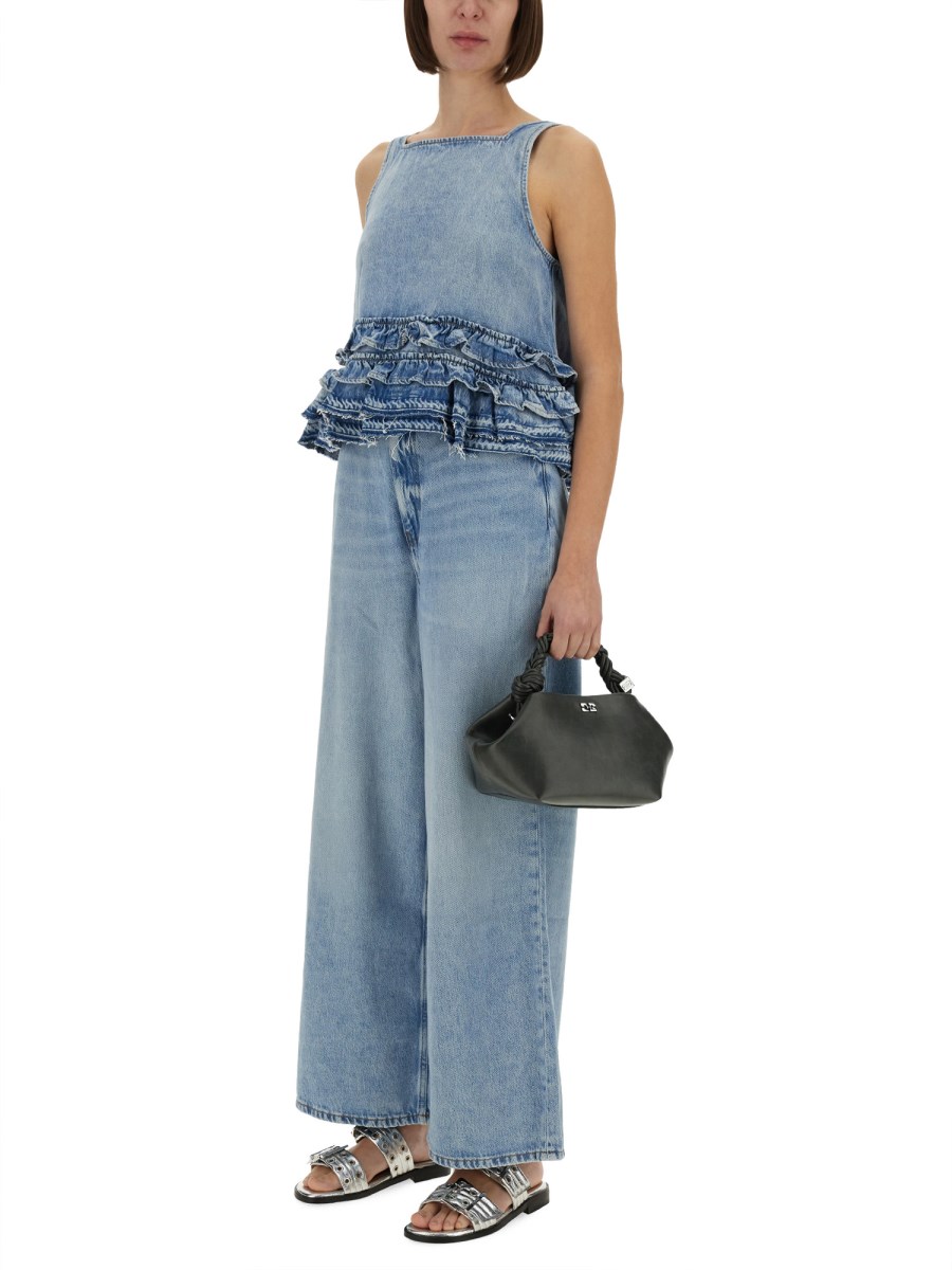 TOP CON VOLANT IN DENIM