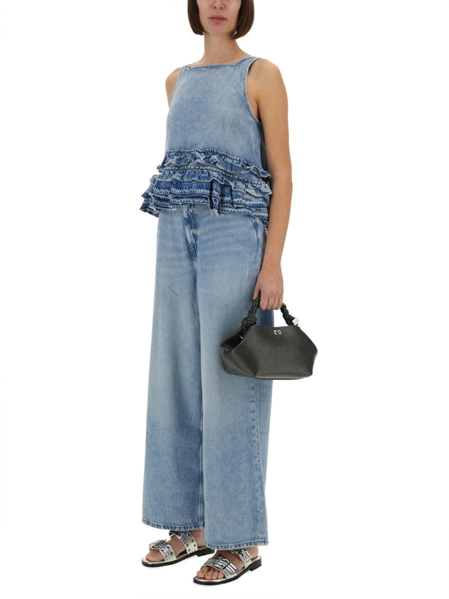 TOP CON VOLANT IN DENIM