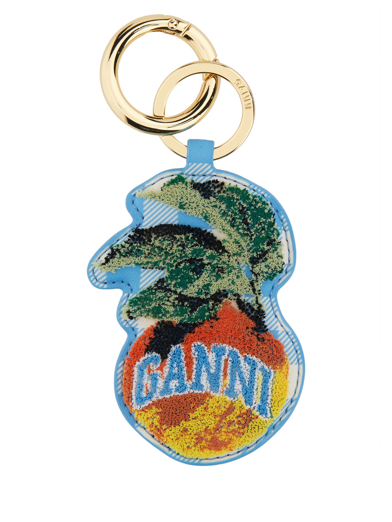 Ganni Multicolour Recycled Leather Key Holders In Brown