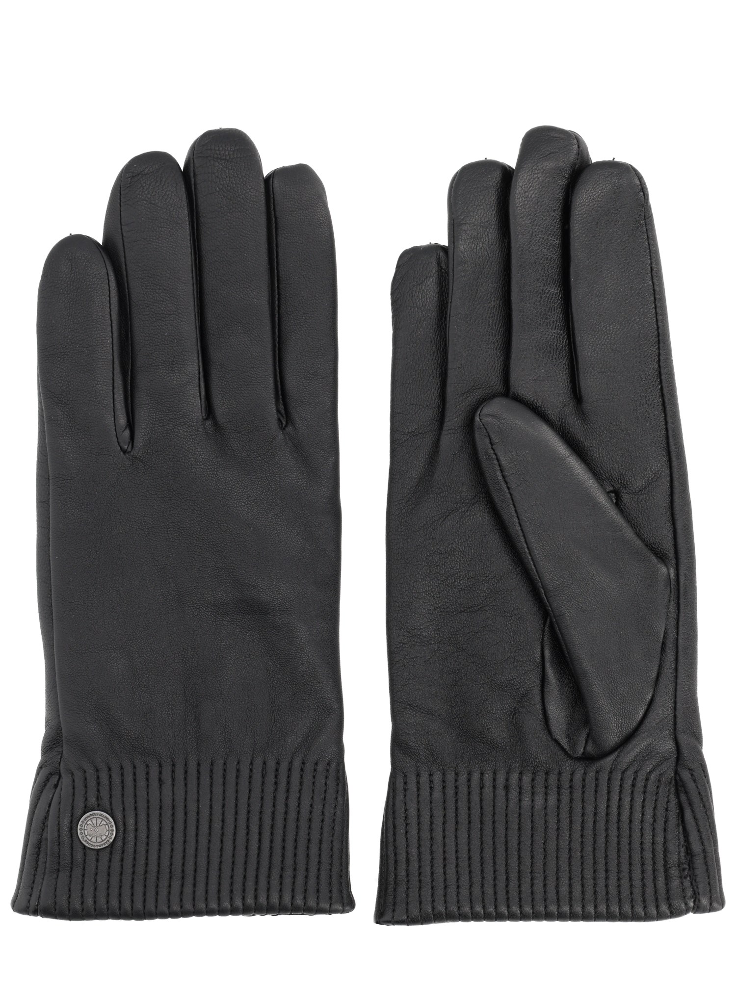Canada Goose Leather Gloves In Black