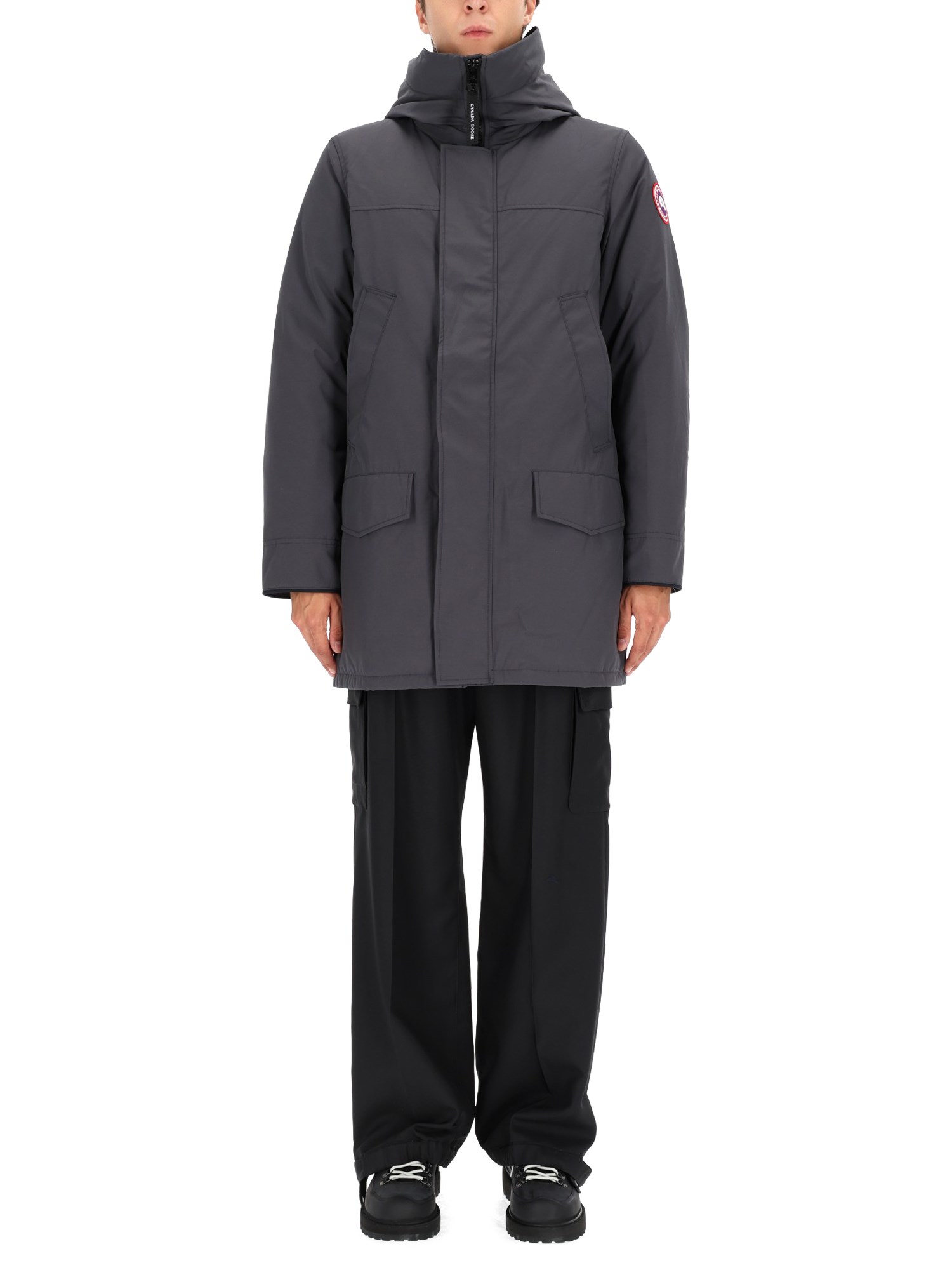 Canada Goose Hooded Jacket Featuring Front Pockets In Gray