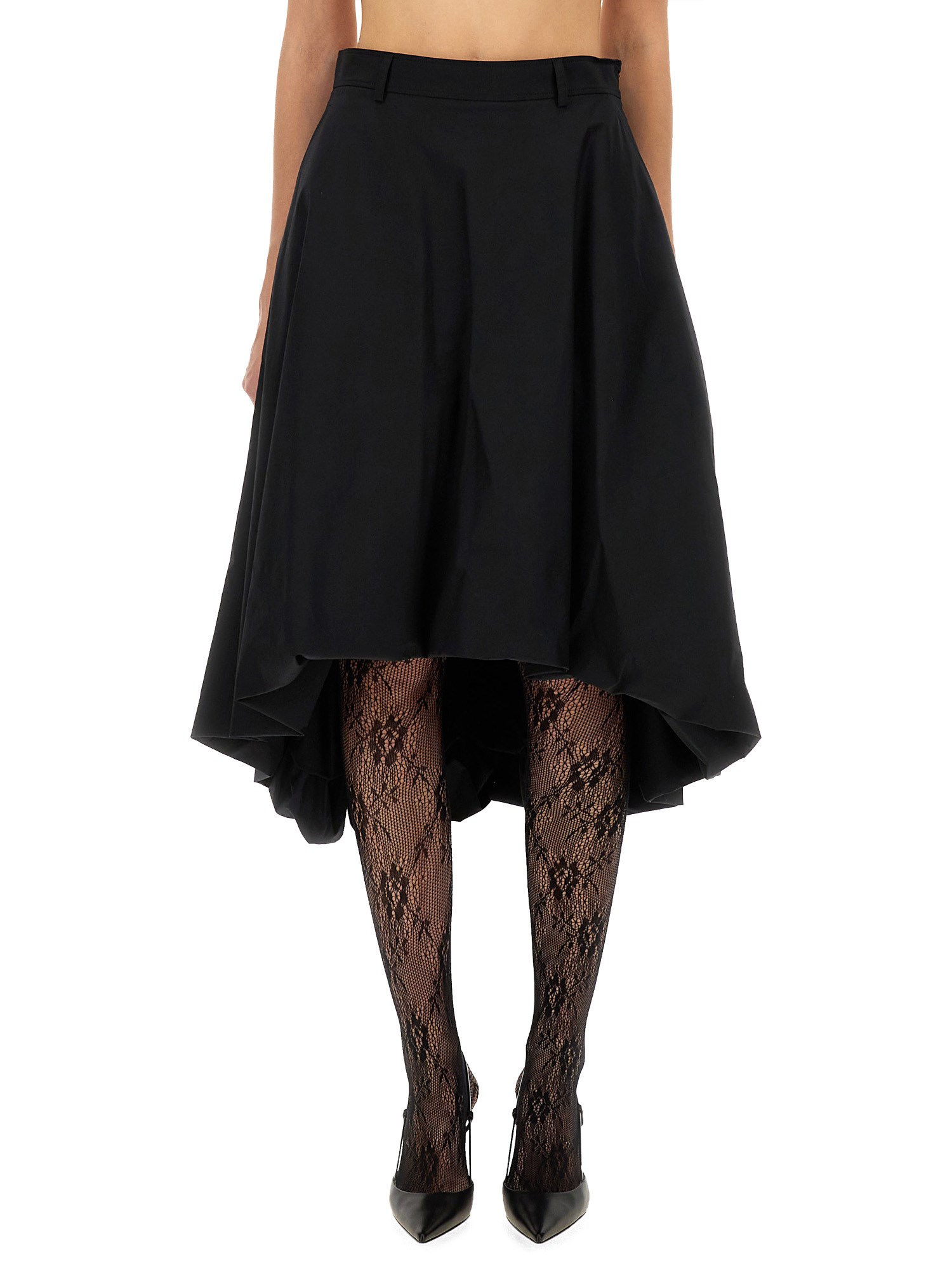 Moschino Knee Length A-line Skirt With Asymmetric Hem In Black