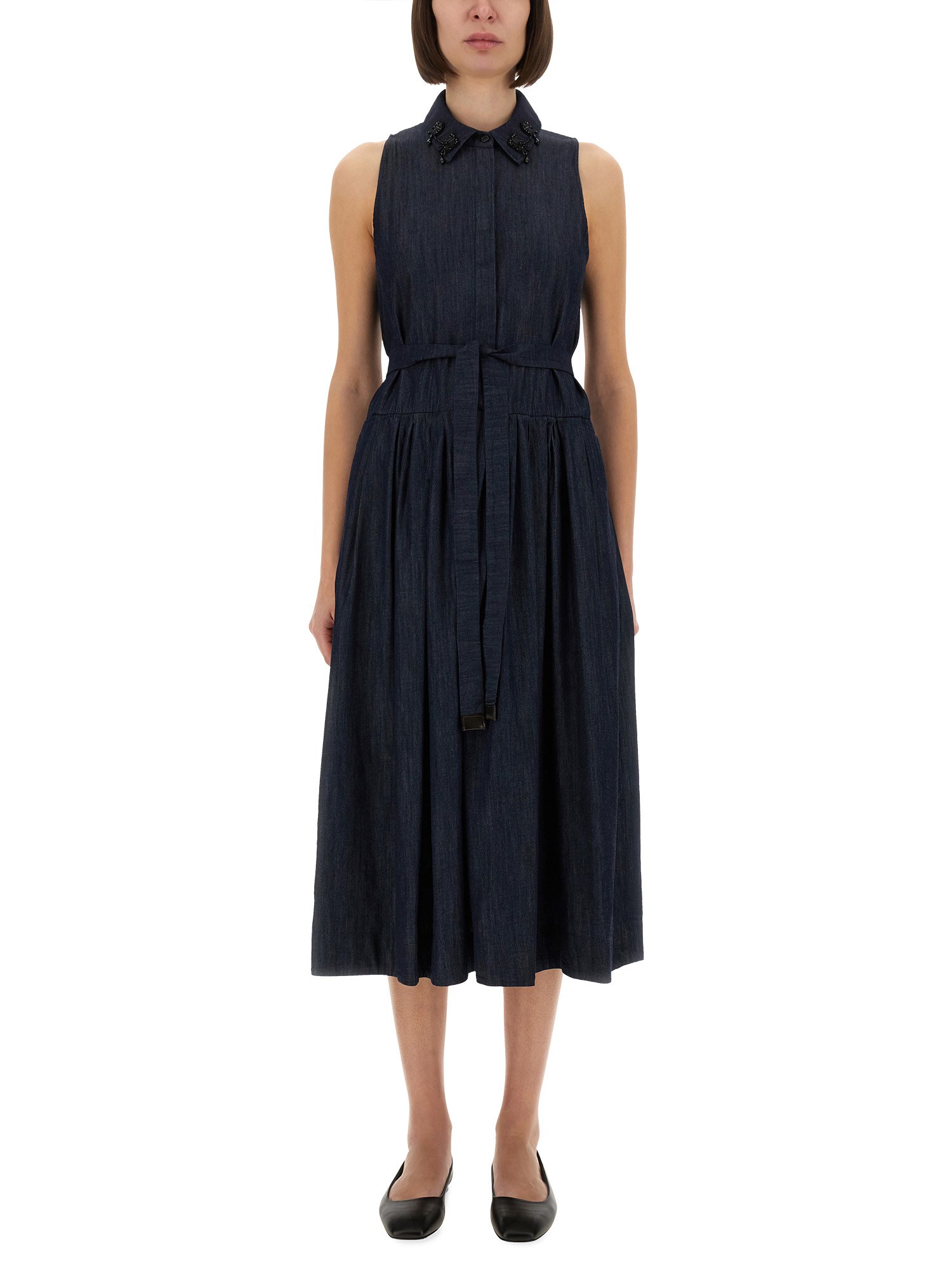 S Max Mara Lucilla Denim Sleeveless Midi Dress