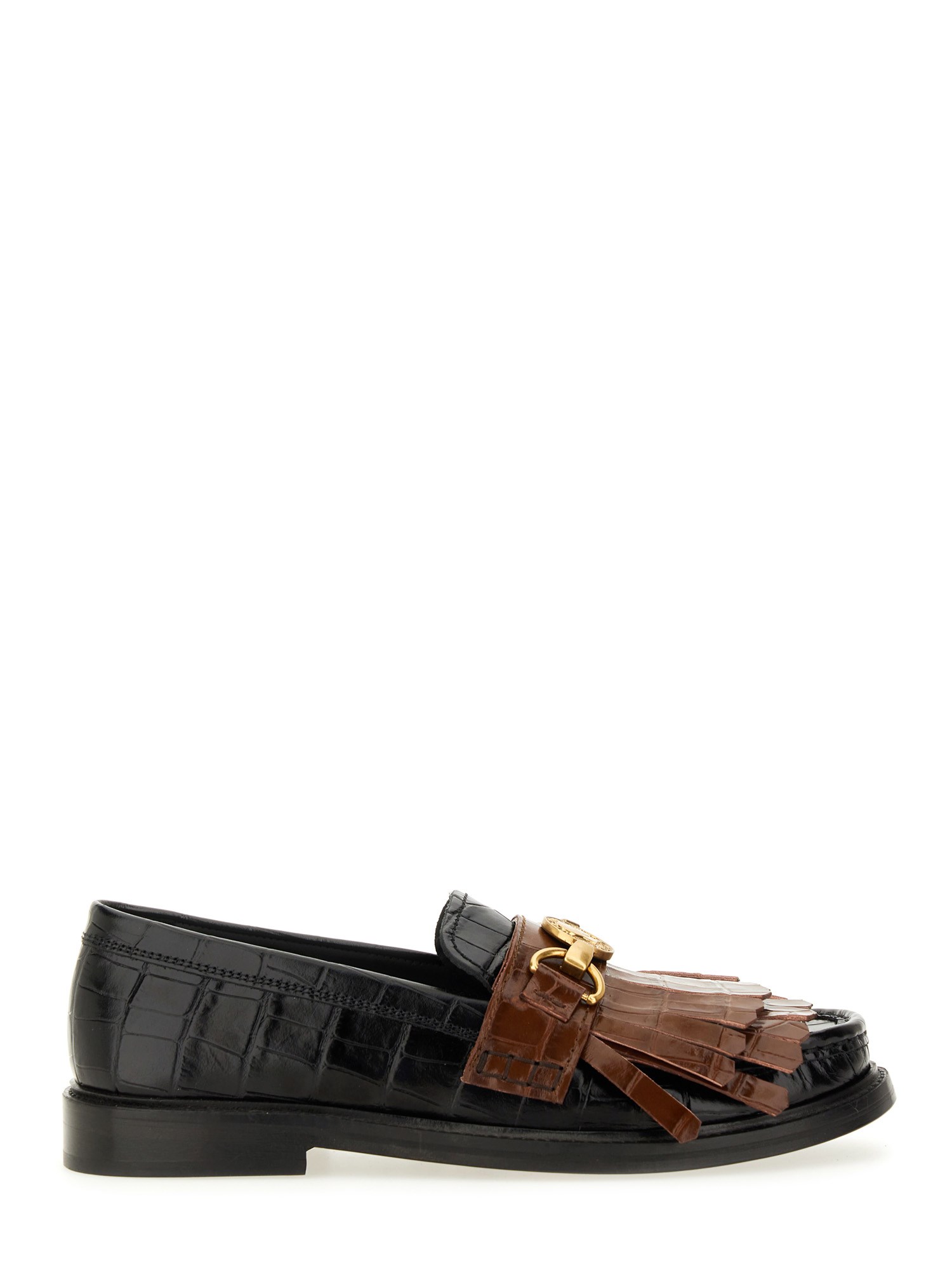 Moschino Moccasin With Bangs And Coin In Black