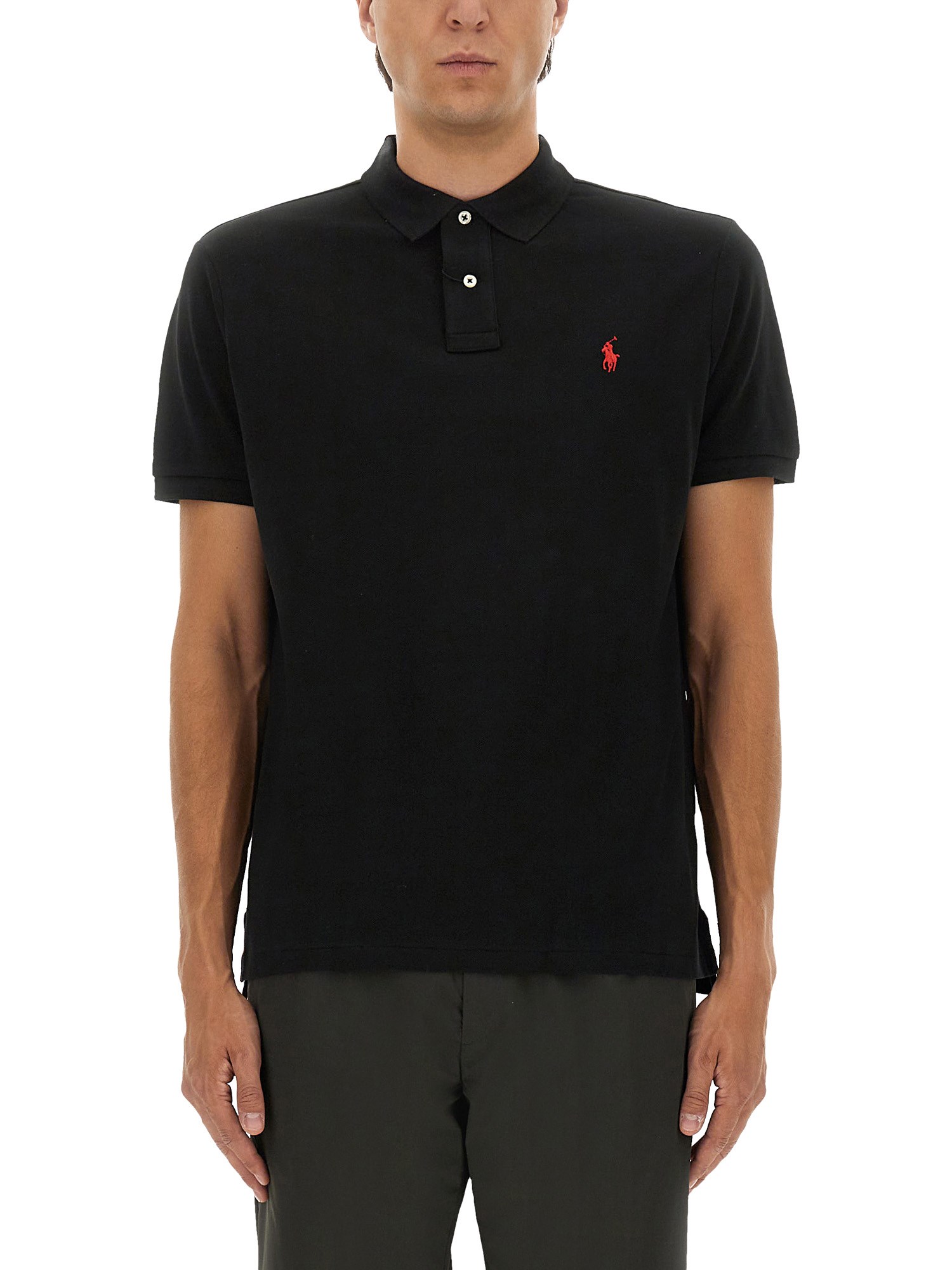 Polo Ralph Lauren Cotton Polo Shirt With Embroidered Logo In Black