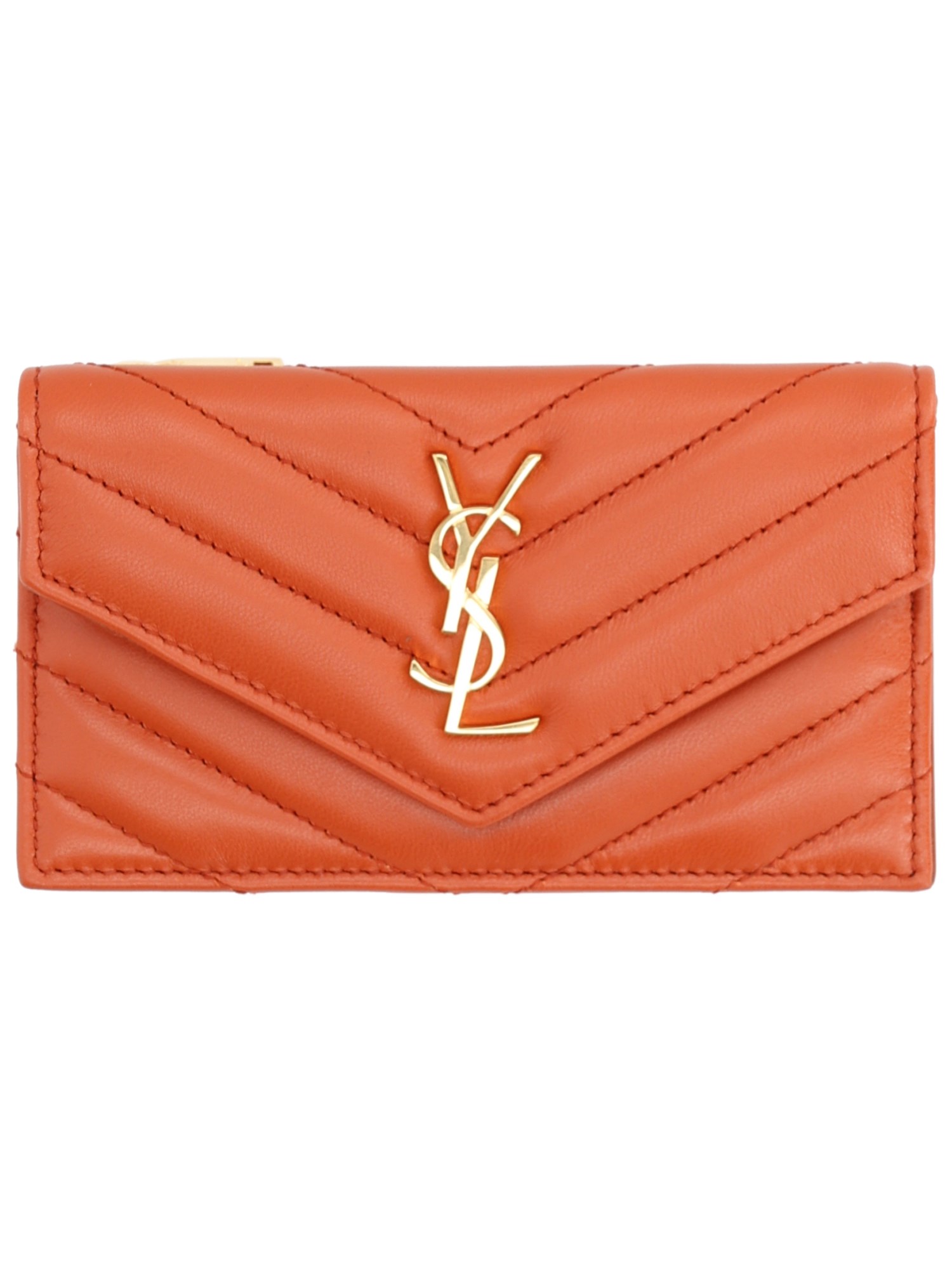 Saint Laurent Card Holder "cassandras" In Orange