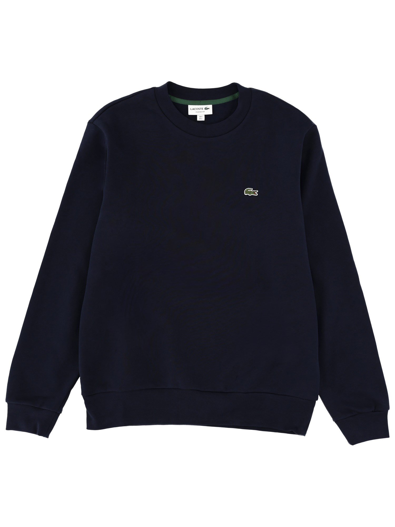 Lacoste Crew Neck Long Sleeve Ribbed Sweater In Blue