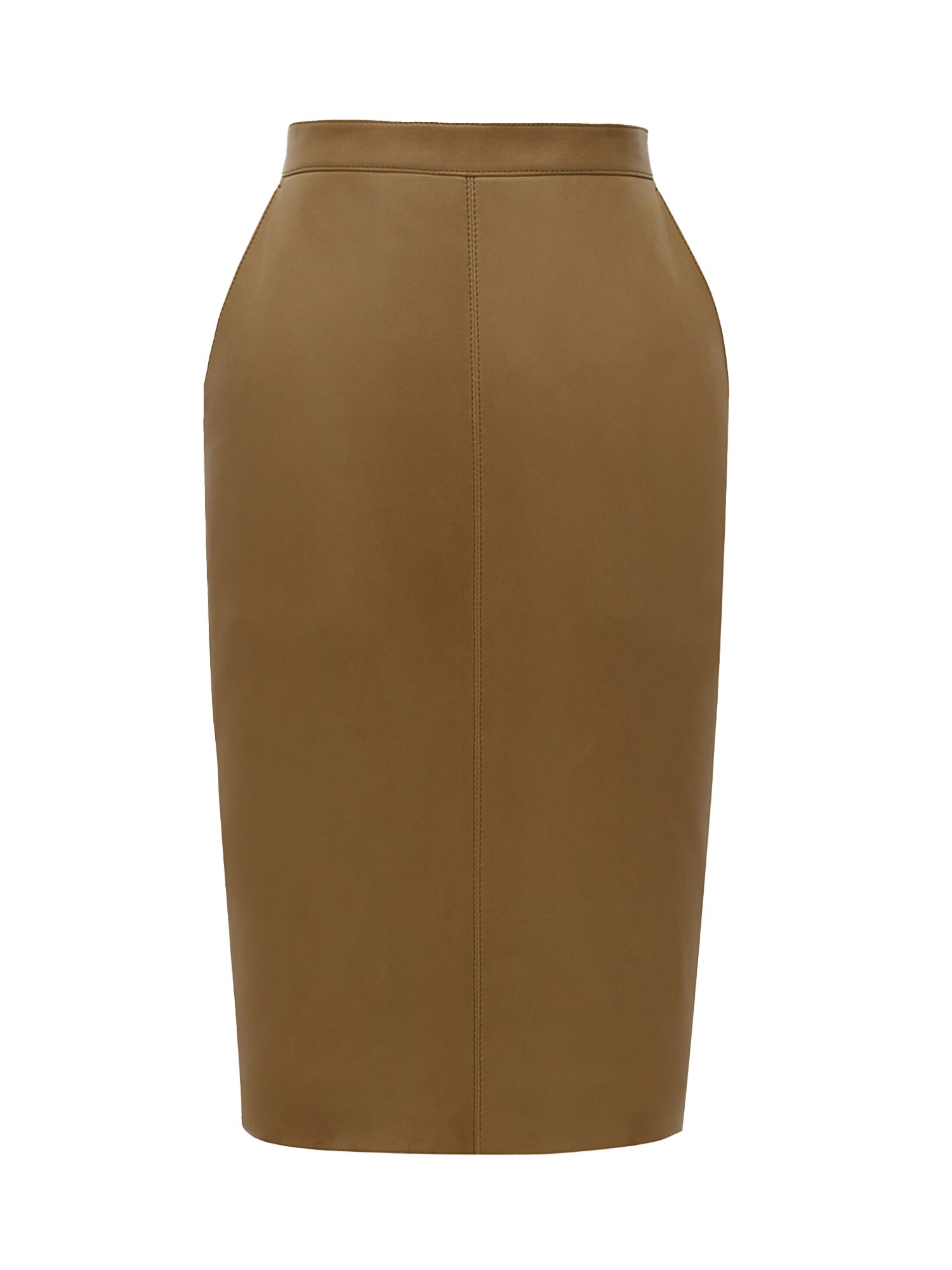 Saint Laurent Leather Midi Skirt In Green
