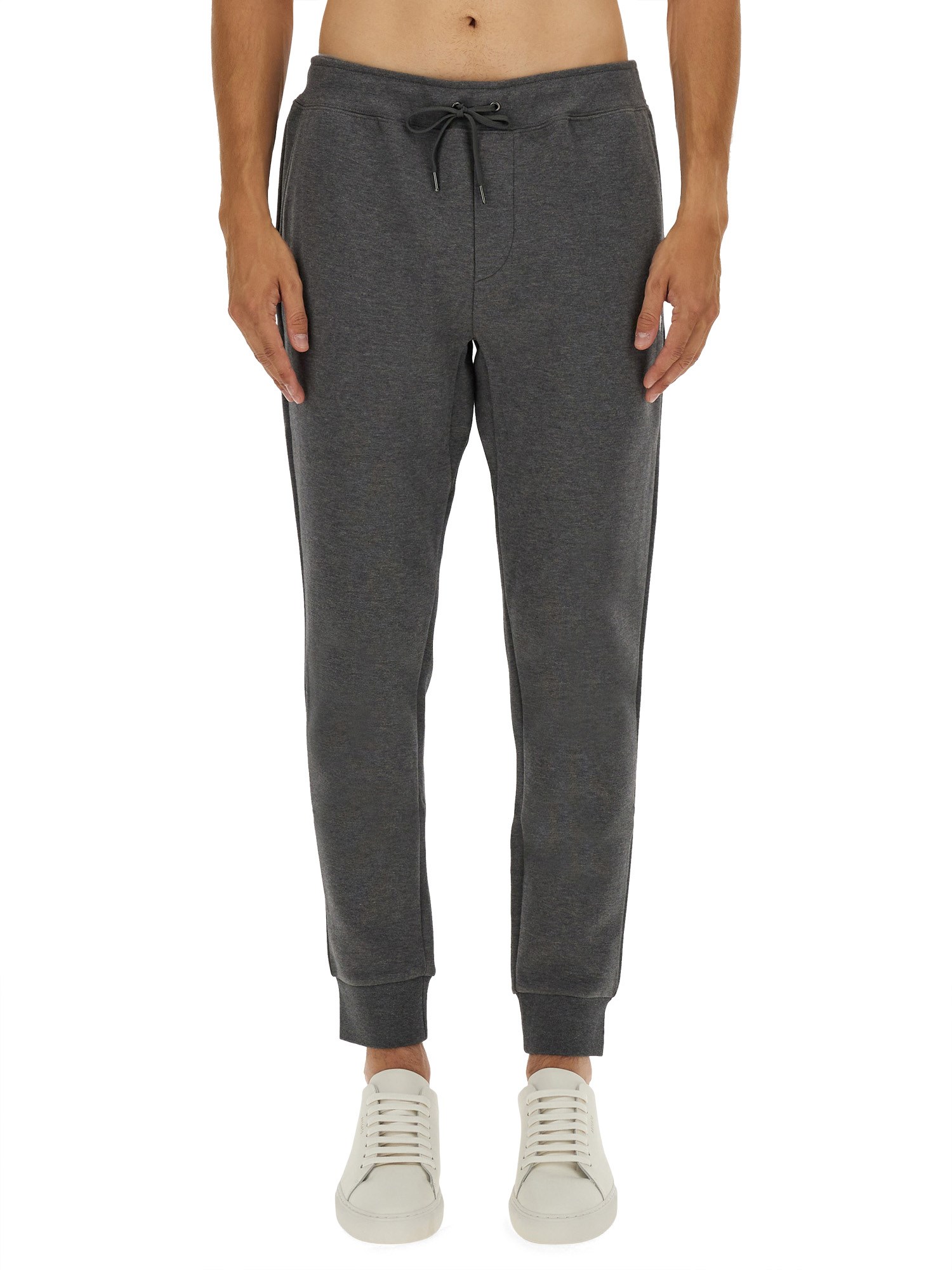 Polo Ralph Lauren Tapered Jogger Pants With Drawstring Waist And Ribbed Cuffs In Gray