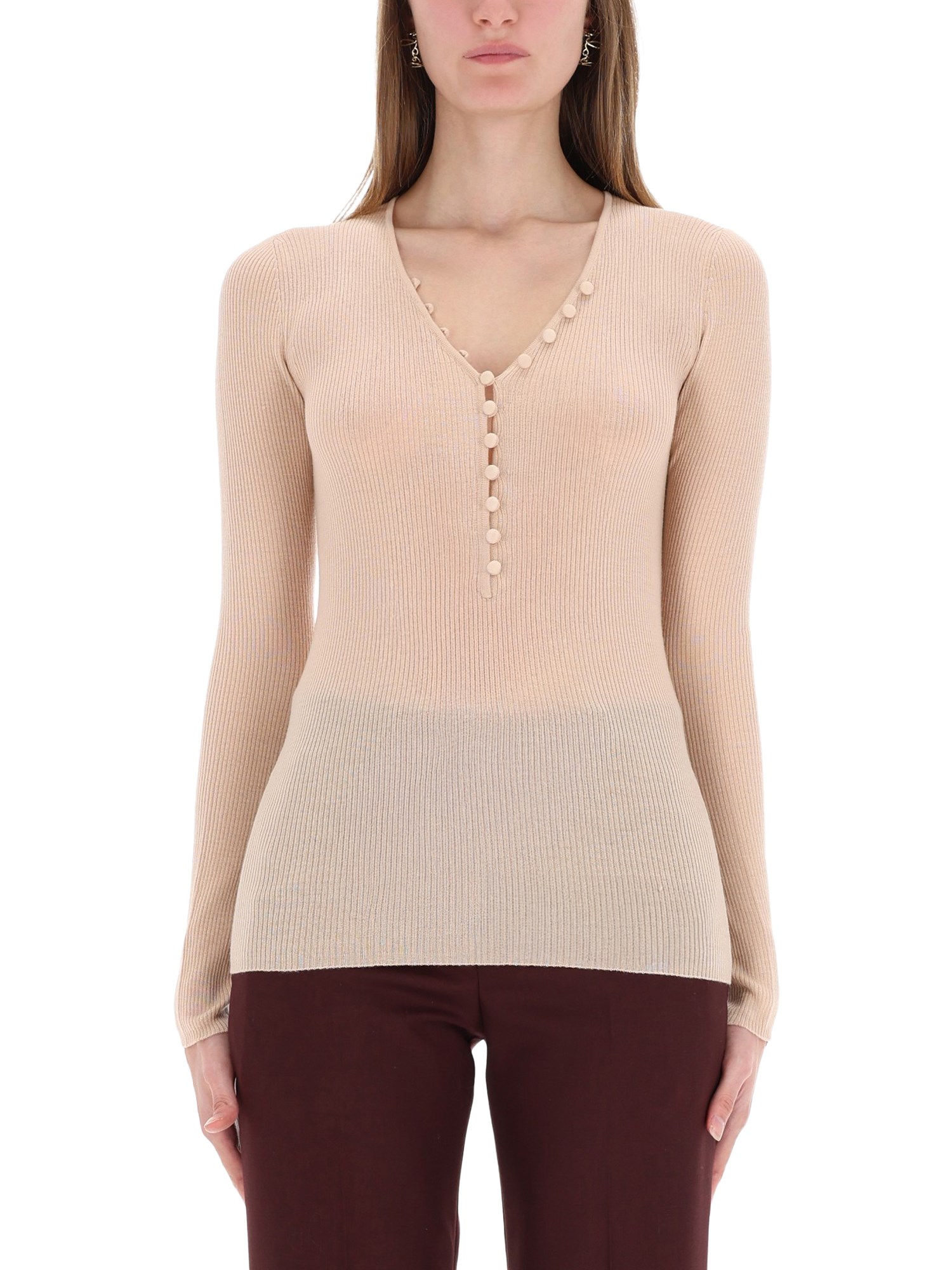 Chloé Ribbed Knit With Buttons In Pink
