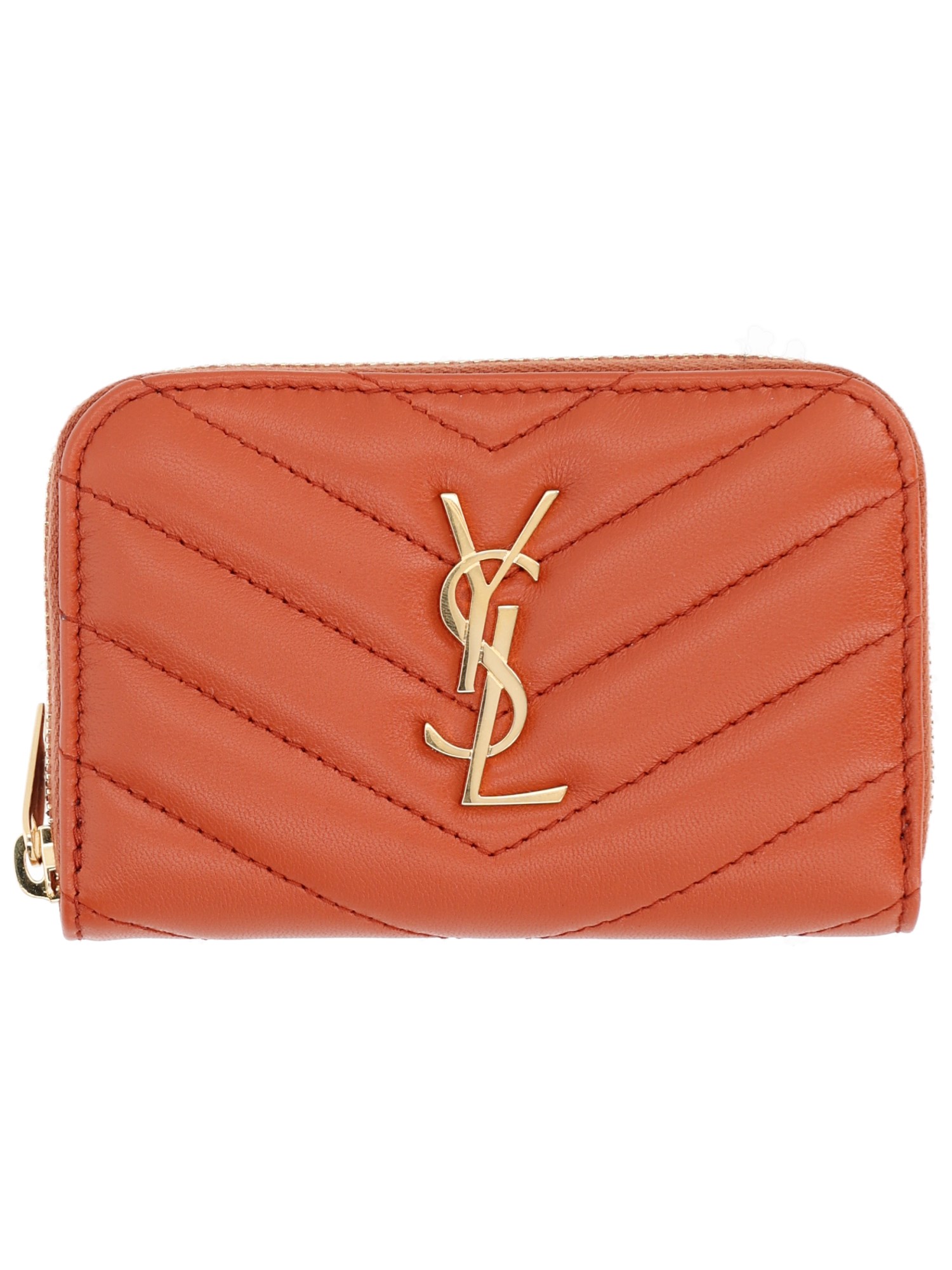 Saint Laurent Cassandre Leather Coin Purse In Red