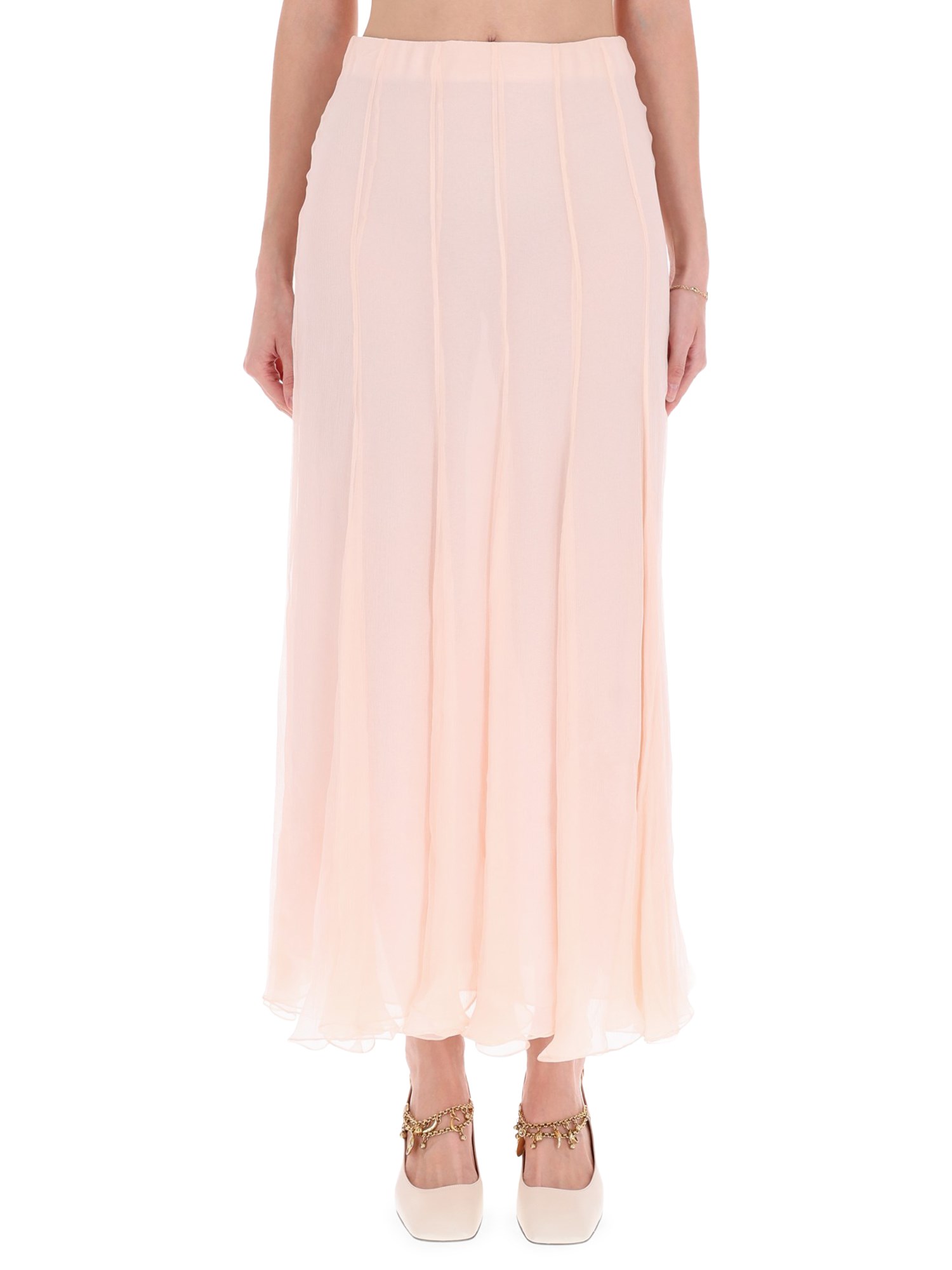 Chloé Silk Muslin Maxi Skirt In Pink