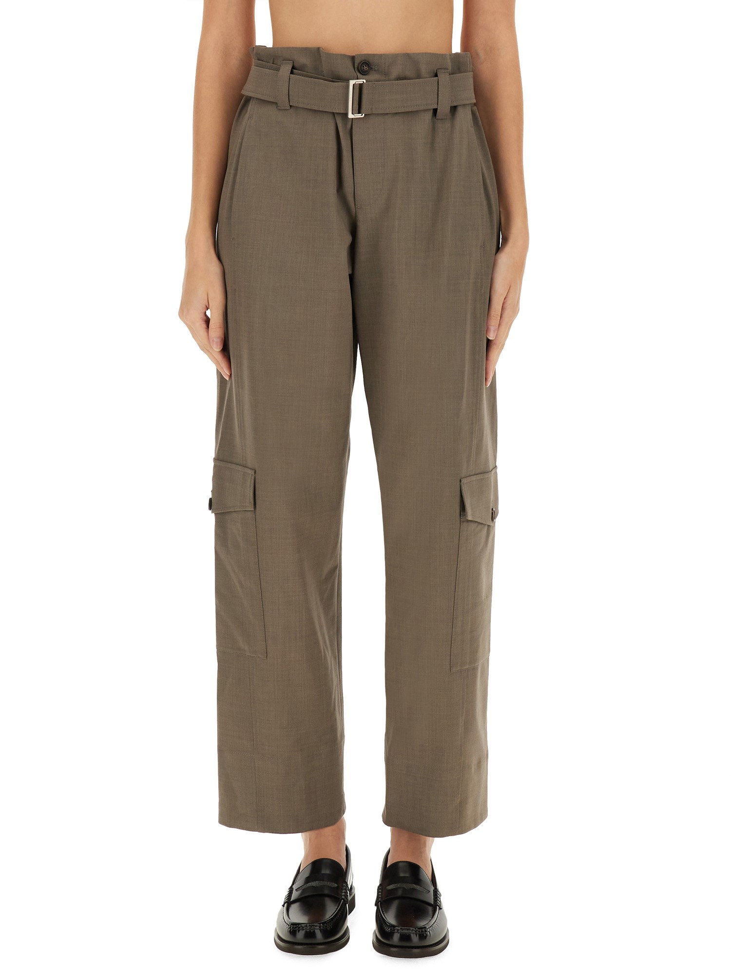 Brunello Cucinelli Belted Pants In Gray
