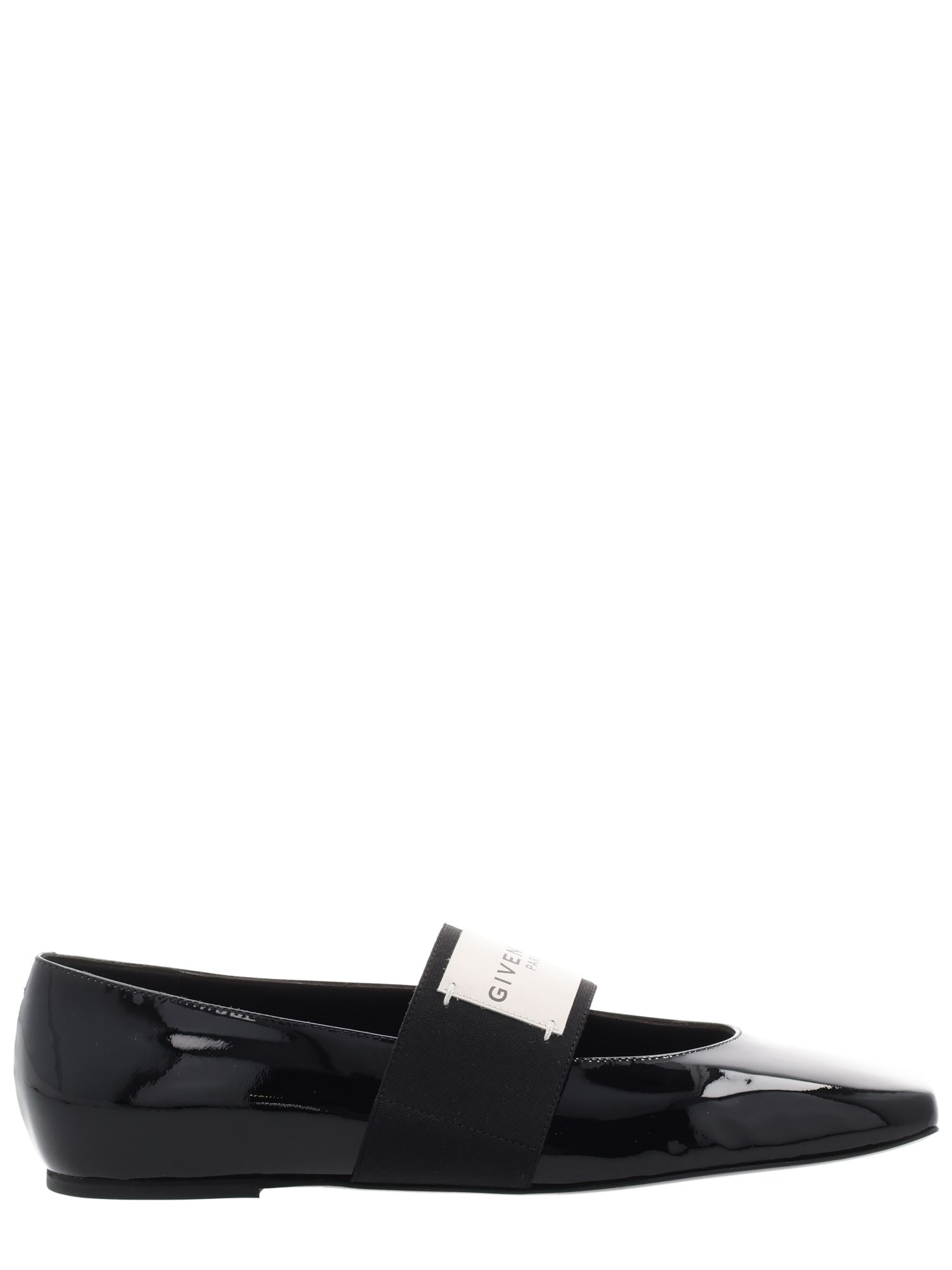 Givenchy Women Patent Leather Ballerinas With Maxi Logo Label In Blue