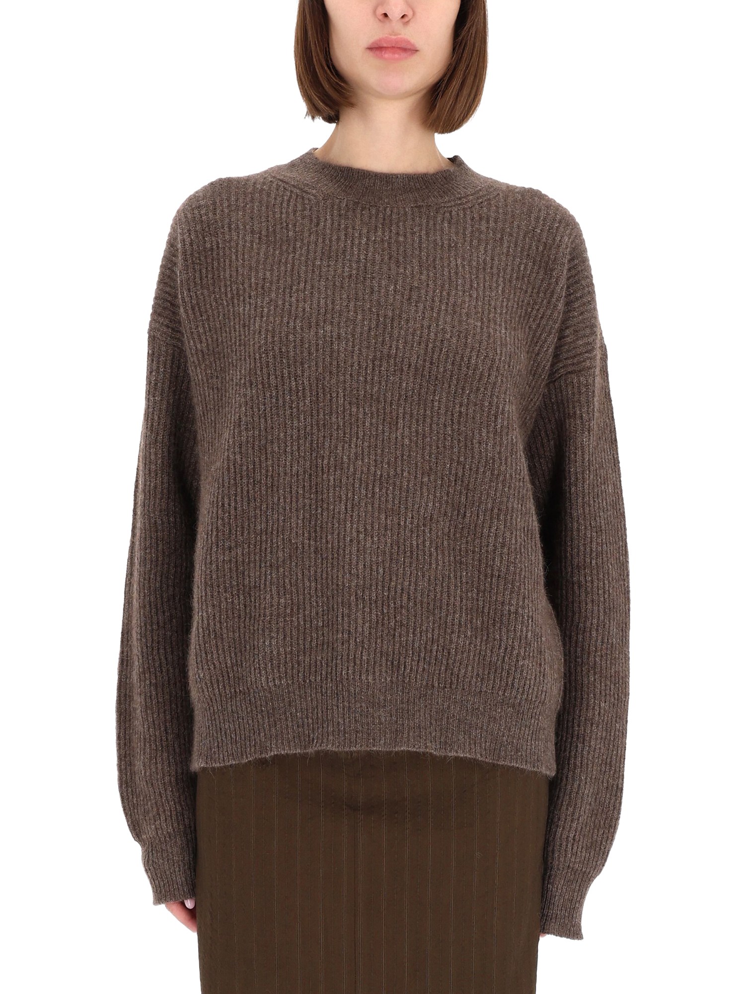 Uma Wang Cozy Knit Sweater Ribbed Texture In Gray
