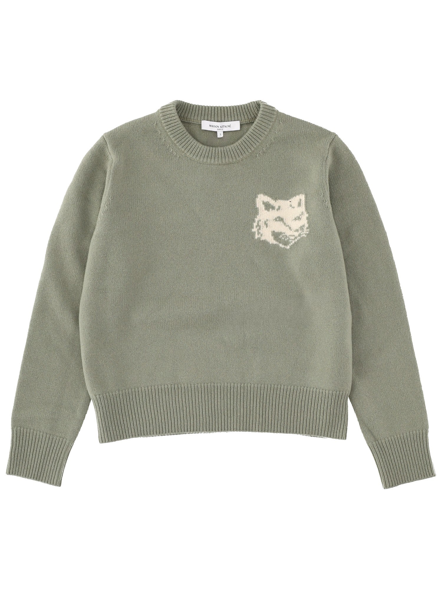 Maison Kitsuné "fox Head" Sweater In Green