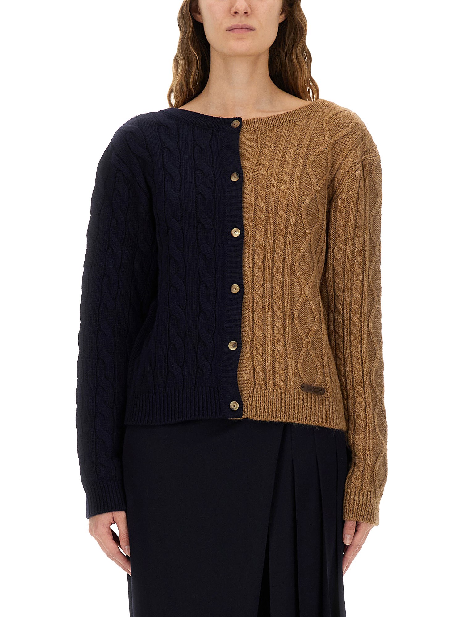 Moschino Two-tone Alpaca Blend Cardigan In Multi