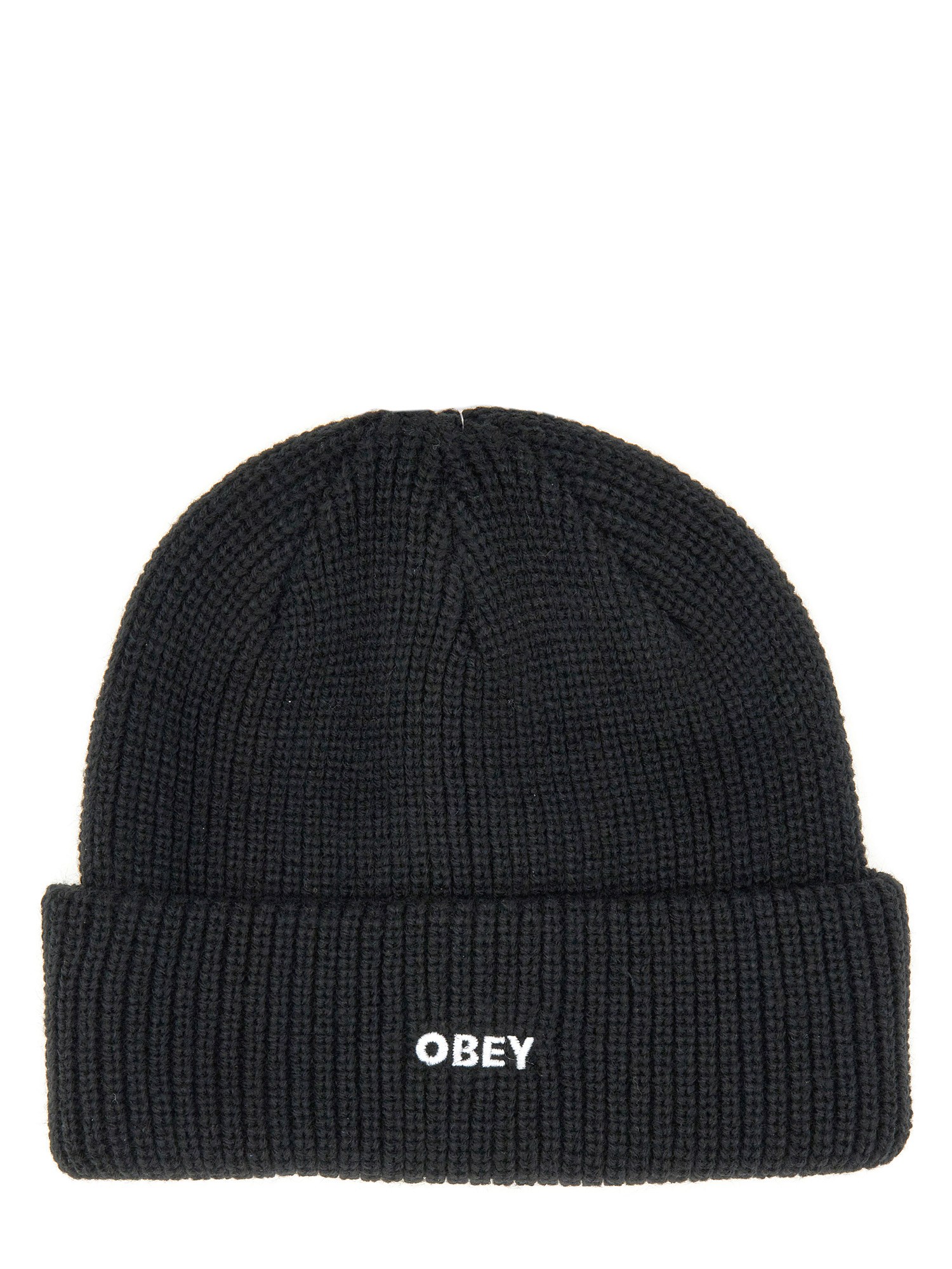 Obey Future Knit Logo Beanie In Black