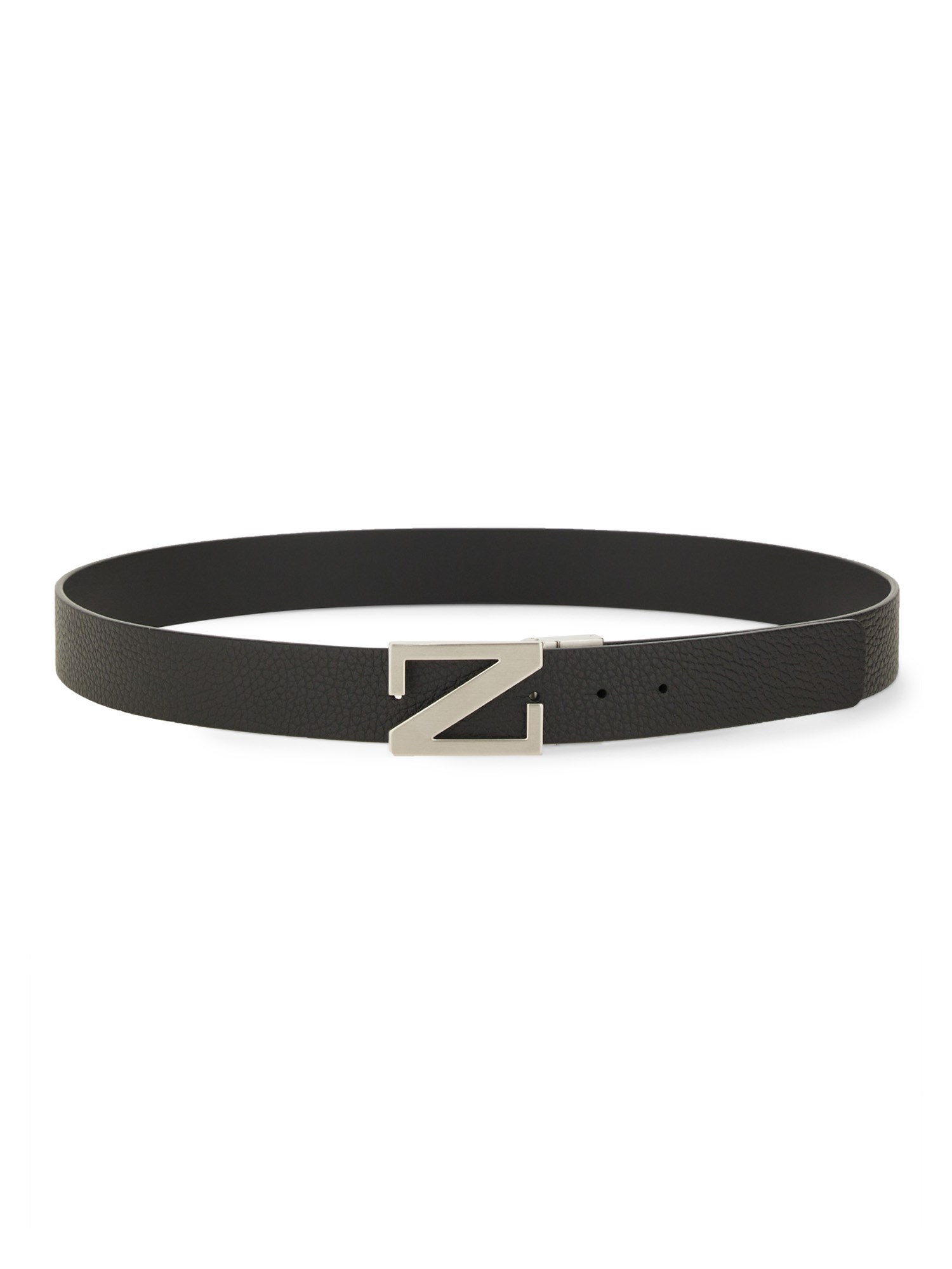 Zegna Adjustable Buckle Textured Belt In Black