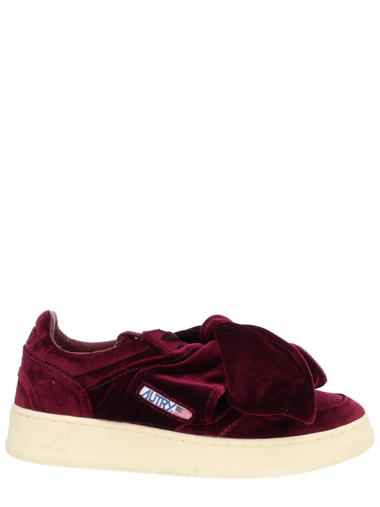 Autry Bordeaux Sneakers With Velcro Strap And Off-white Sole In Burgundy