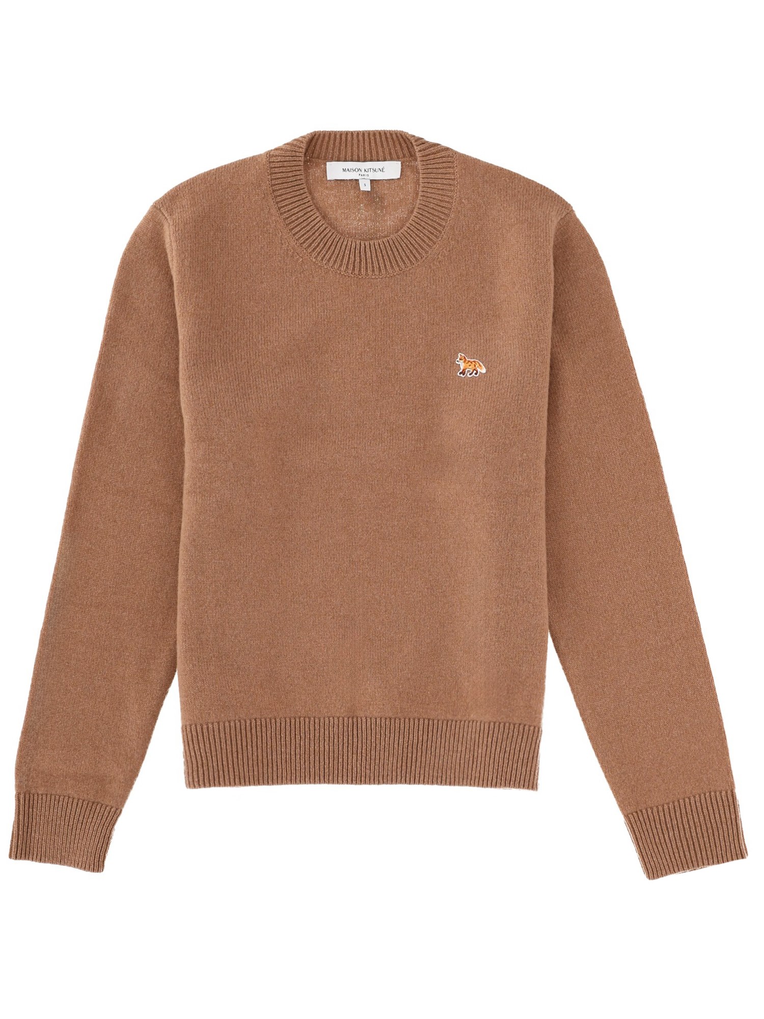 Maison Kitsuné Baby Fox Lambswool Regular Jumper Knitwear Beige In Nude
