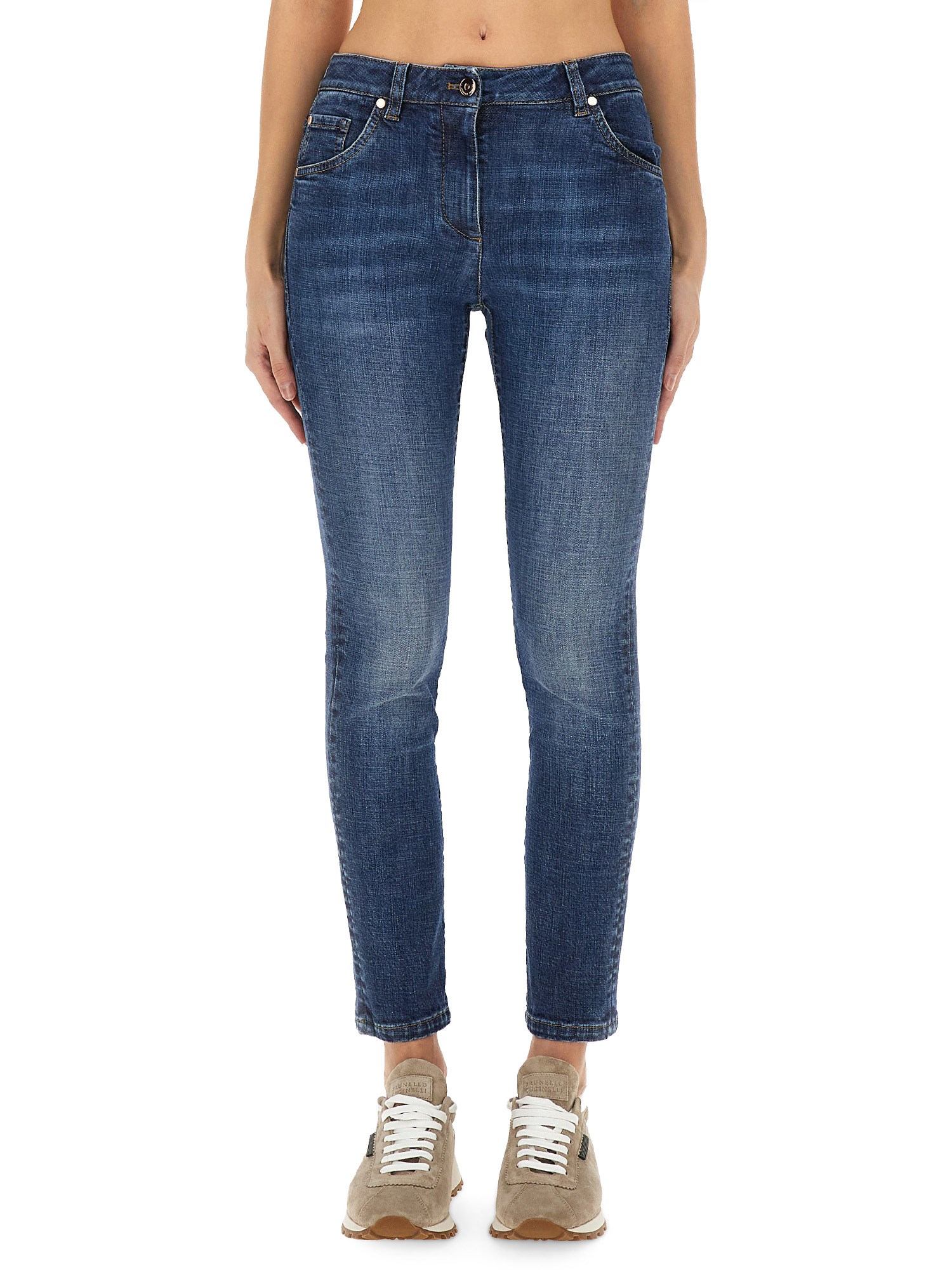 Brunello Cucinelli Slim Fit Denim Pants In Blue