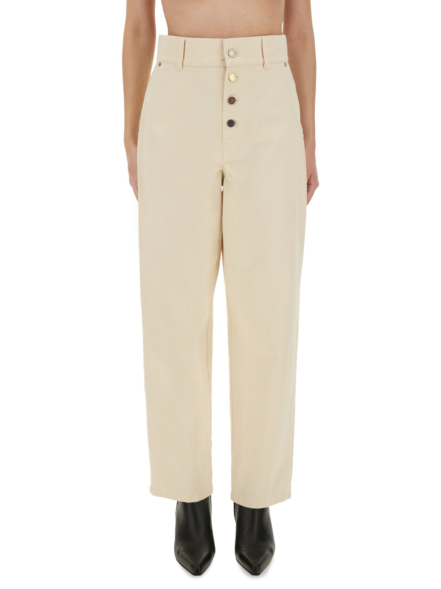 Moschino Ankle-length Cotton Gabardine Trousers With High Waist