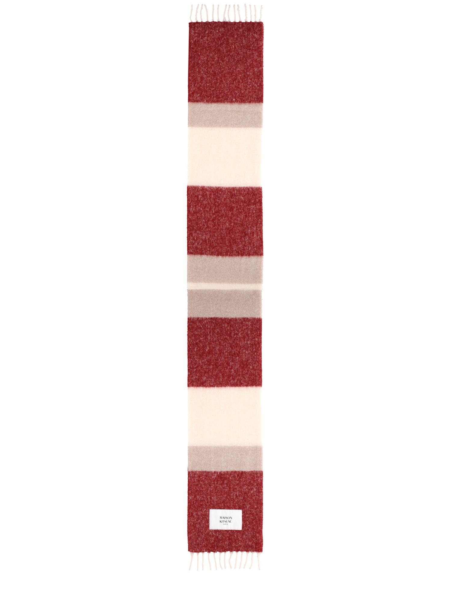 Maison Kitsuné Multicolour Scarf With Harmonious Pattern And Soft Finish In Red