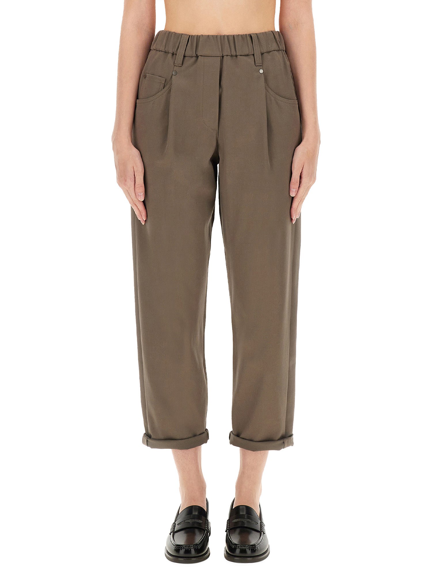 Brunello Cucinelli Baggy Pull-on Pants In Cotton Cover Up