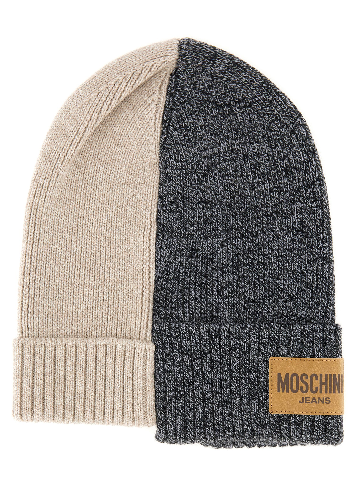 Moschino Wool Cap With Logo In Gray