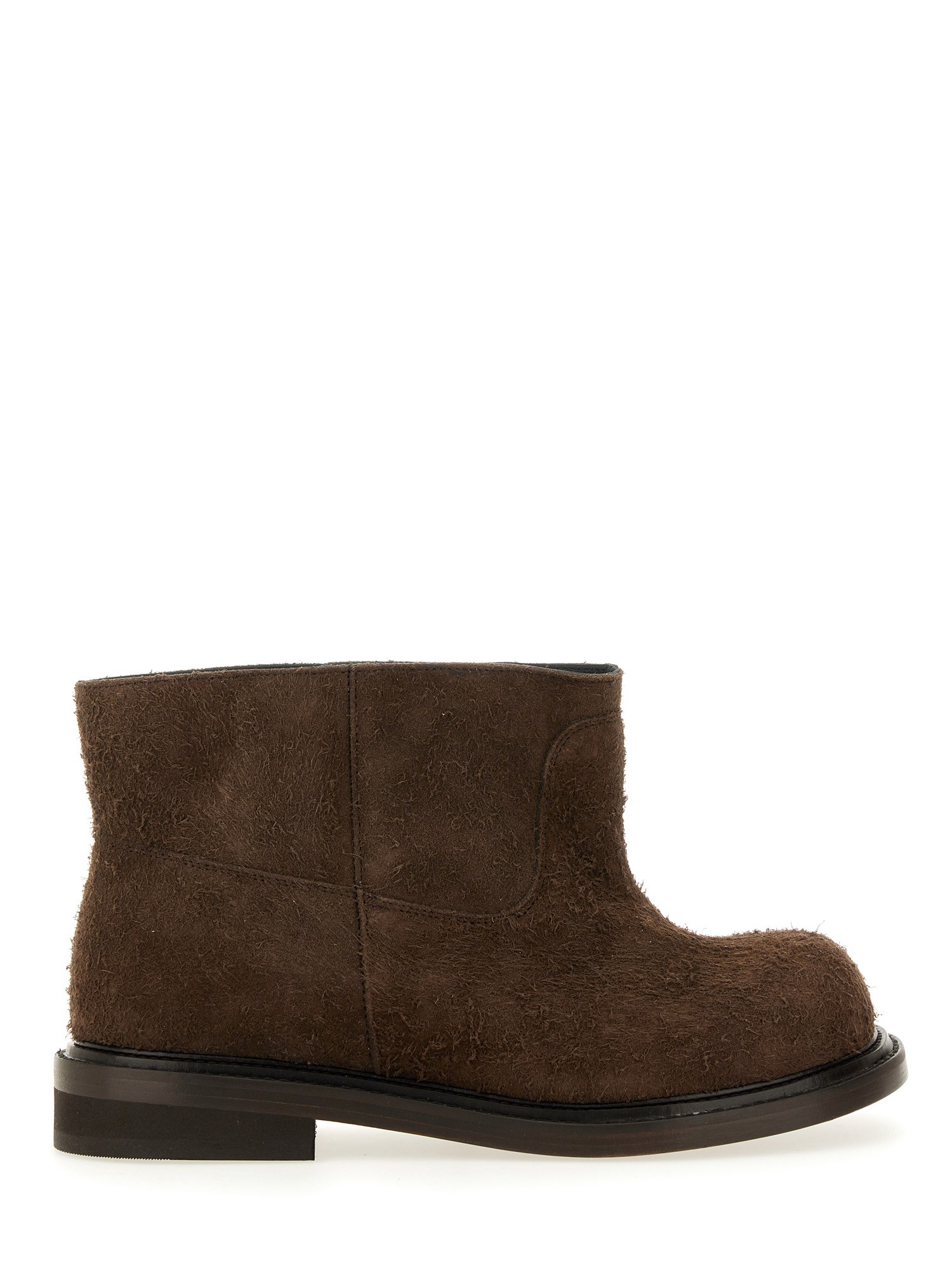 Moschino Ankle Boots With Round Toe And Flat Sole In Brown
