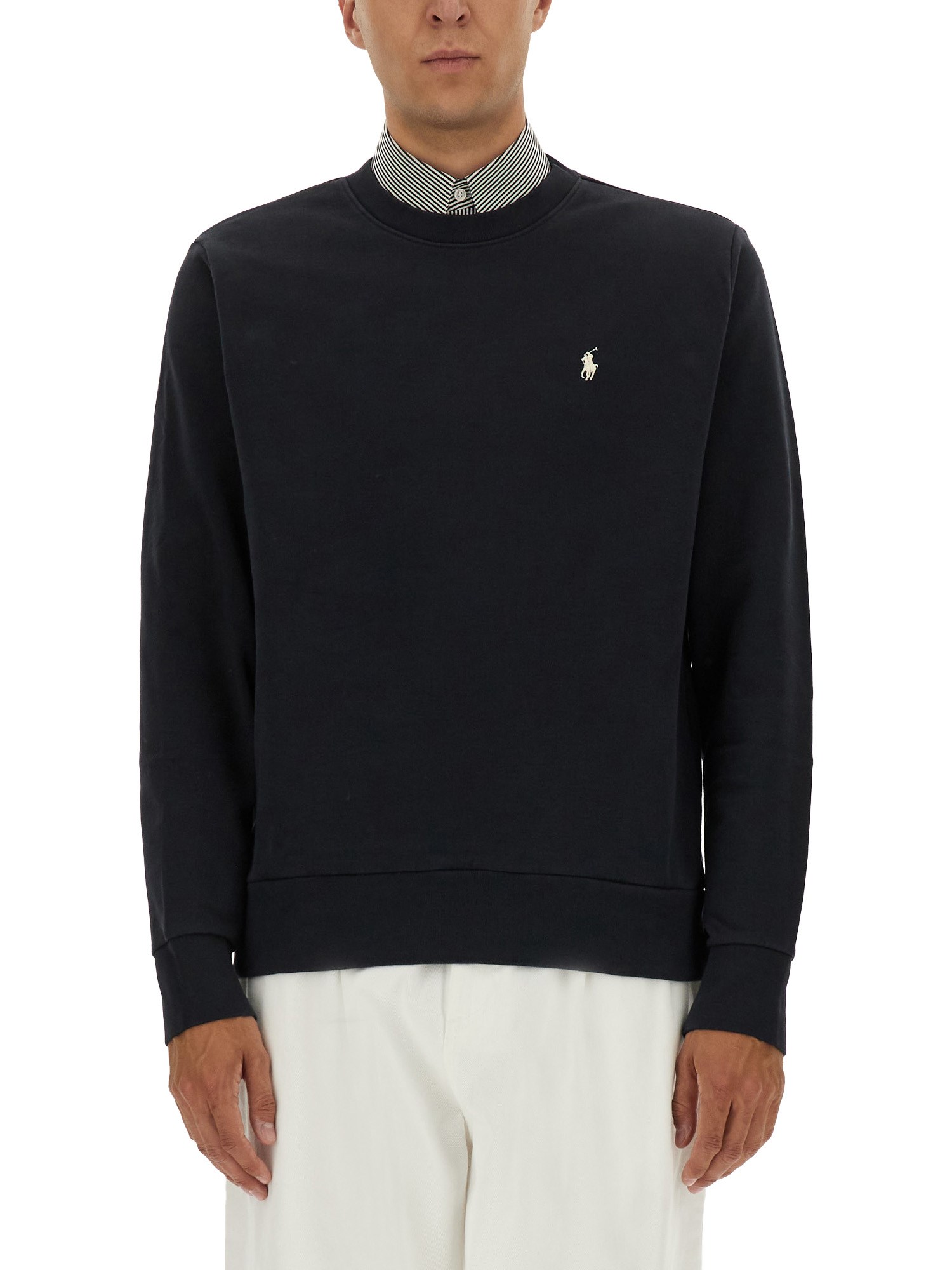 Polo Ralph Lauren Ribbed Crew Neck Sweater With Long Sleeves In Blue