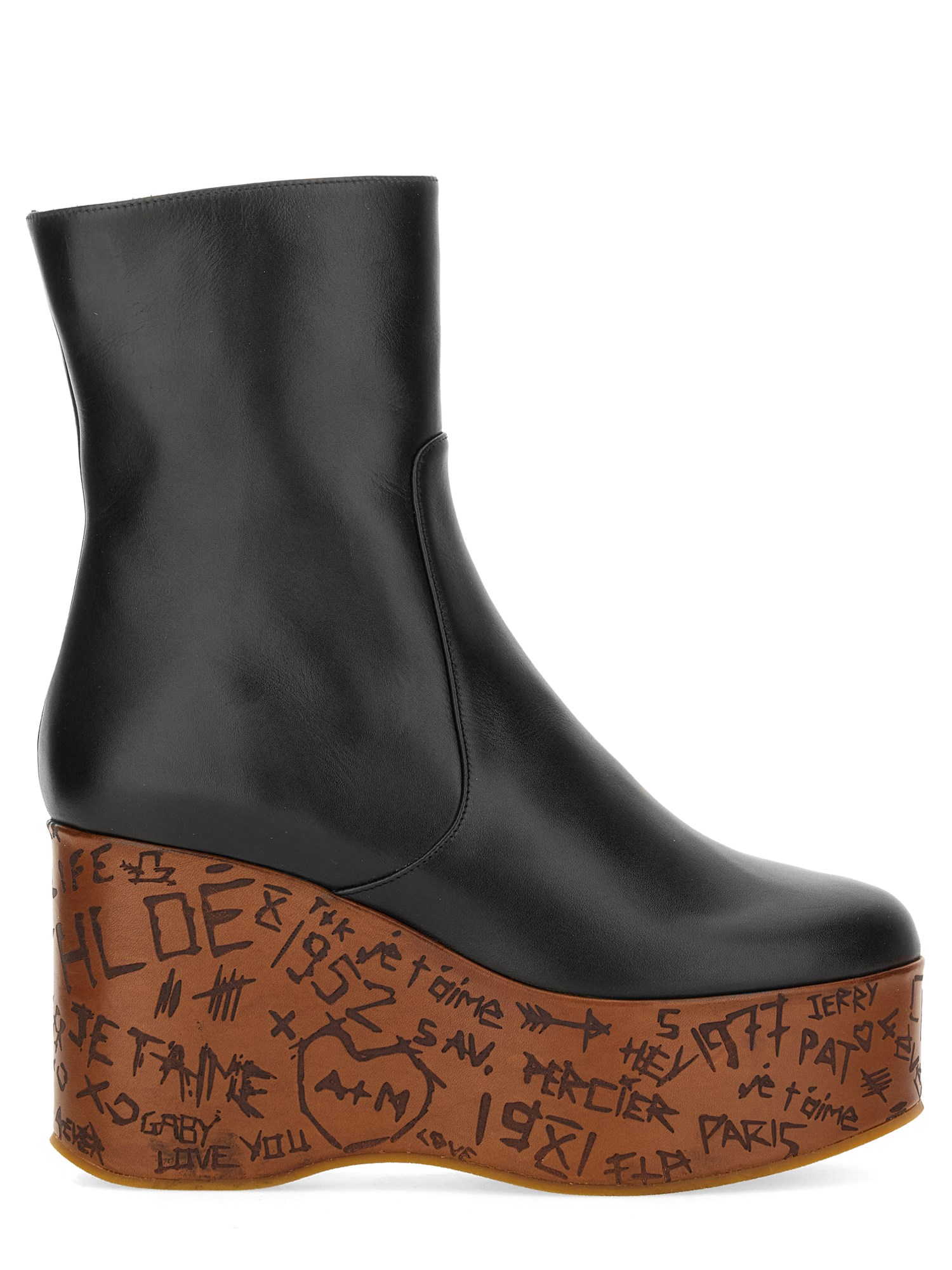 Chloé "maxime" Wedge Ankle Boot In Black