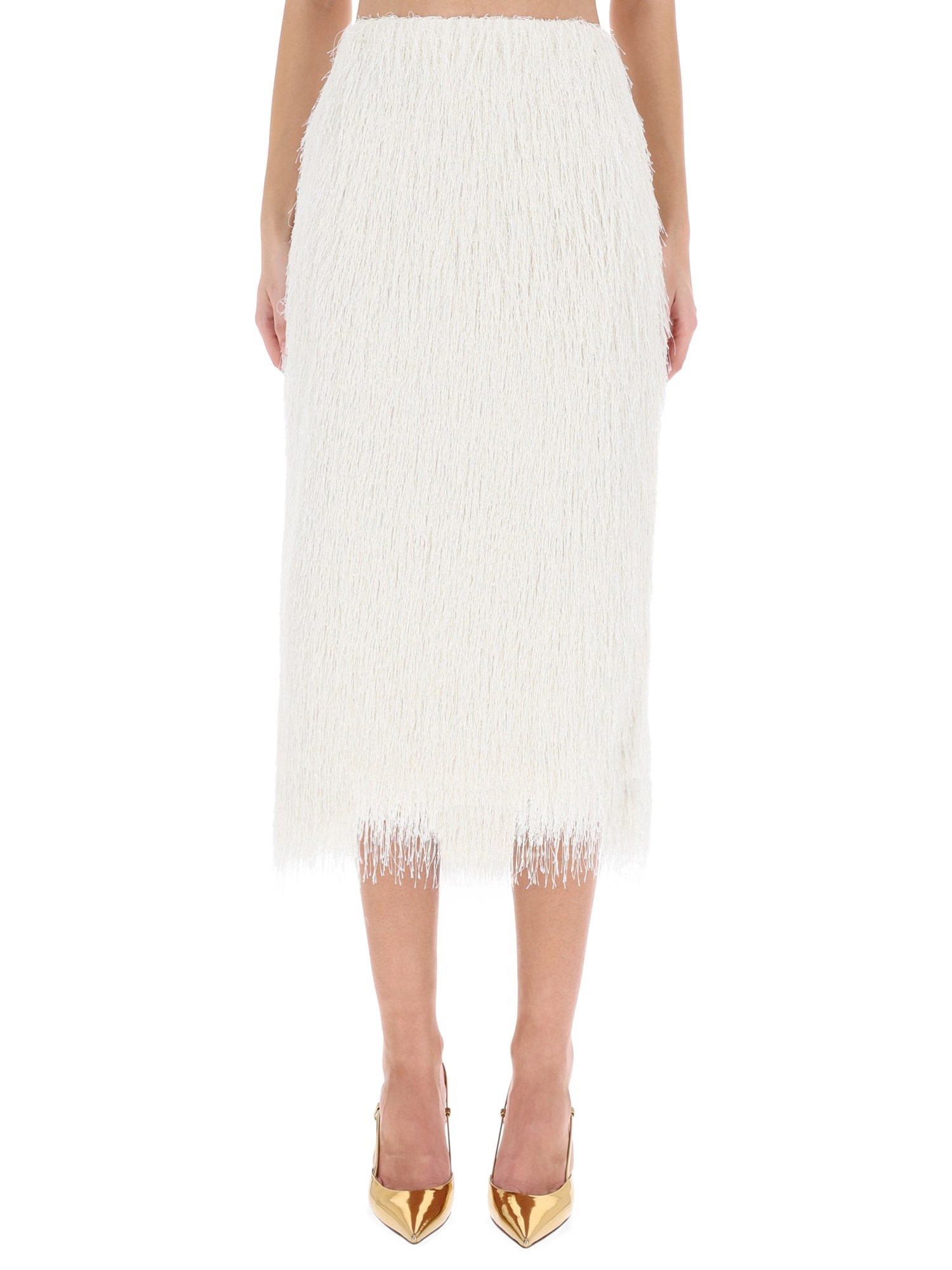 Dries Van Noten "sokna Tris" Midi Skirt In White