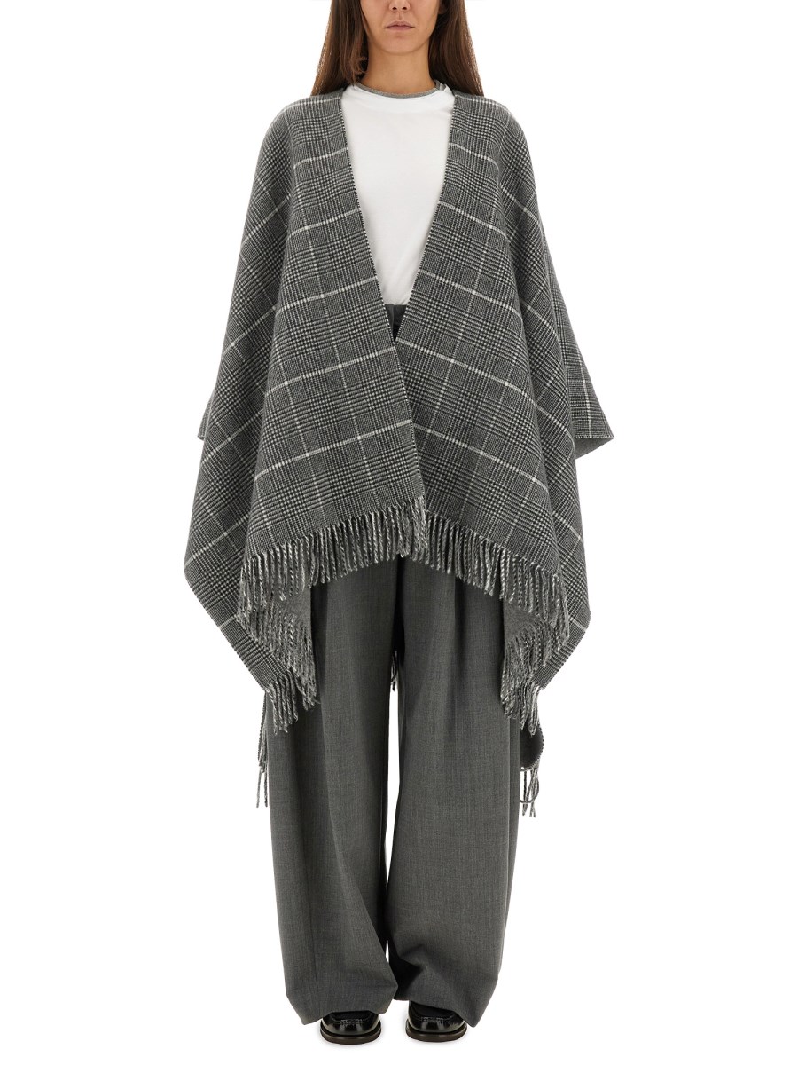 PONCHO IN LANA CON FRANGE