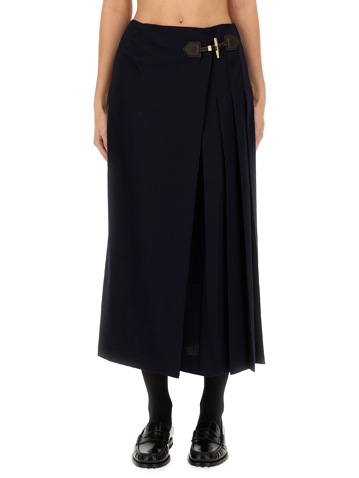 Moschino Midi Skirt With Toggle In Blue