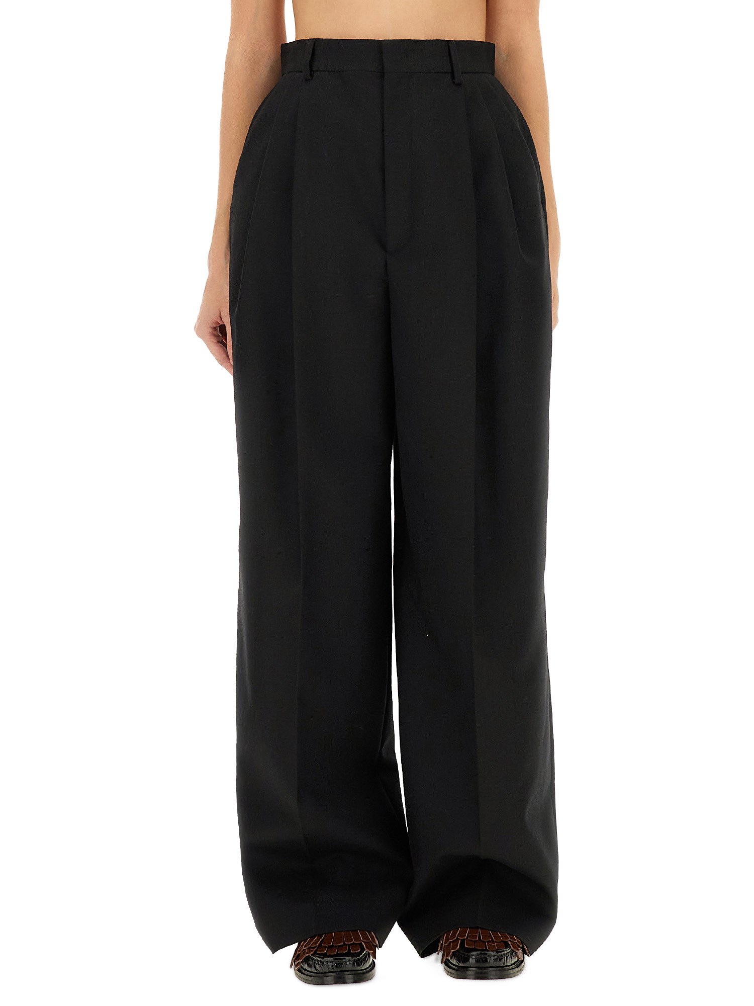 Moschino Tailored Wide-leg Pants With Pleated Front In Animal Print