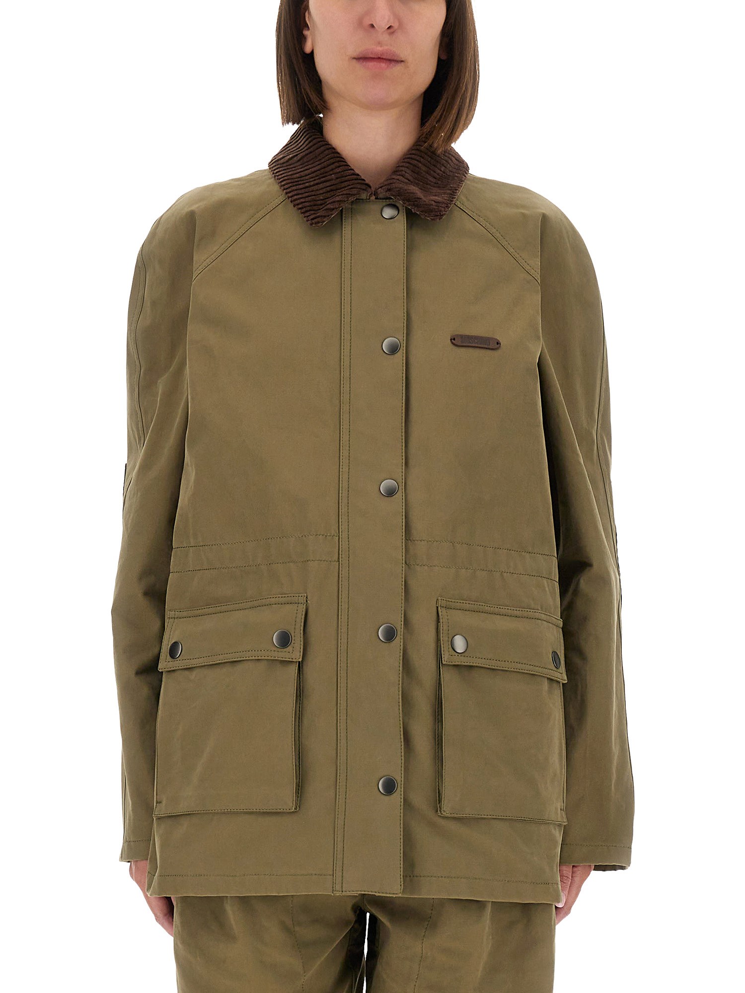 Moschino Corduroy Collar Jacket Elbow Patches In Green